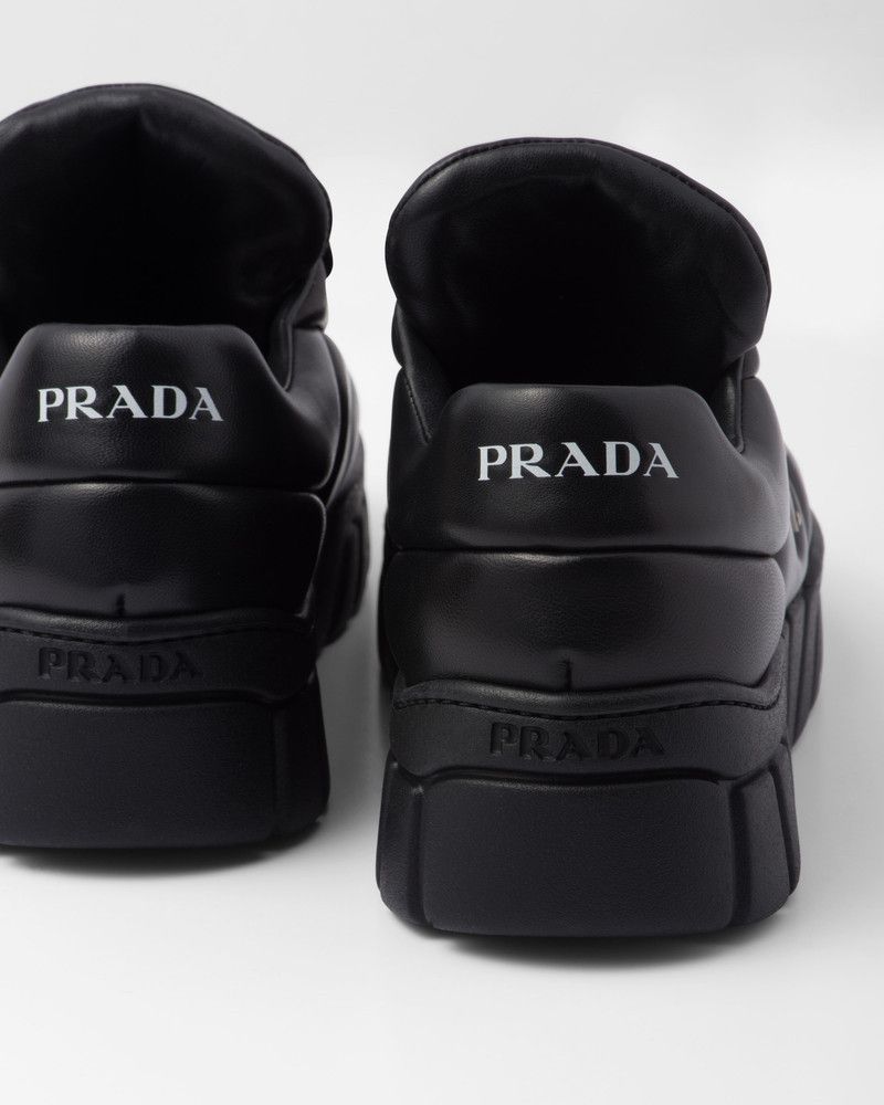 Prada o1B3y1r0526 Padded Nappa Leather Sneakers in Black Size US 5.5 / IT 35.5 - 3 Thumbnail