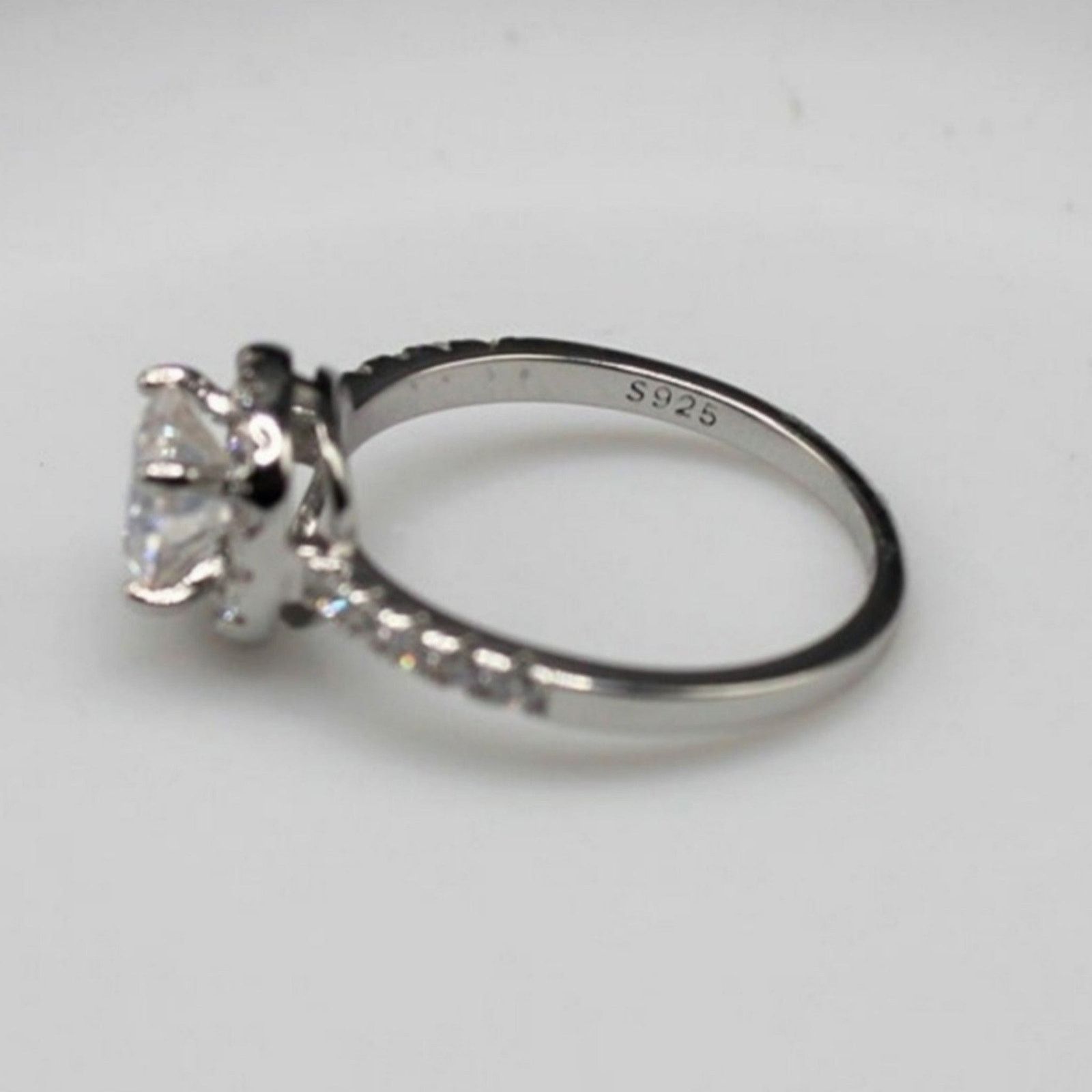 Other 925 Sterling Silver Moissanite Engagement Ring Size 6 Size ONE SIZE - 3 Thumbnail