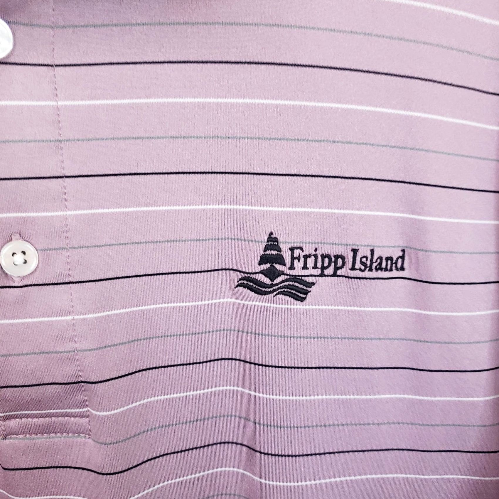 Vintage Byron Nelson Dri Way Men's Polo 2XL Lavender Striped Fripp Island Logo Golf Shirt Size US XXL / EU 58 / 5 - 5 Thumbnail