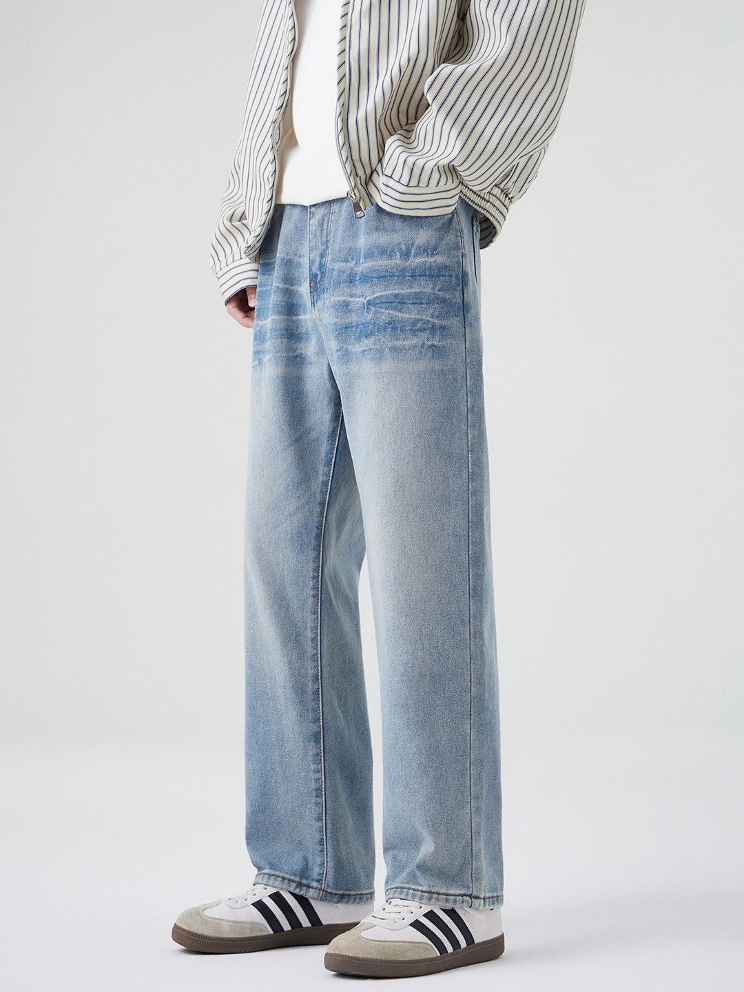 Japanese Brand American retro washed loose straight leg blue jeans Size US 32 / EU 48 - 2 Thumbnail