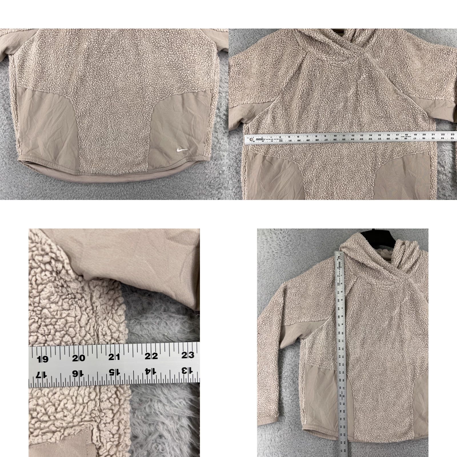 Nike Nike Sweater Women's Medium Beige 100% Polyester Sherpa Hooded Long Sleeve Crop Knit Pullover Fall Winter Size M / US 6-8 / IT 42-44 - 8 Thumbnail