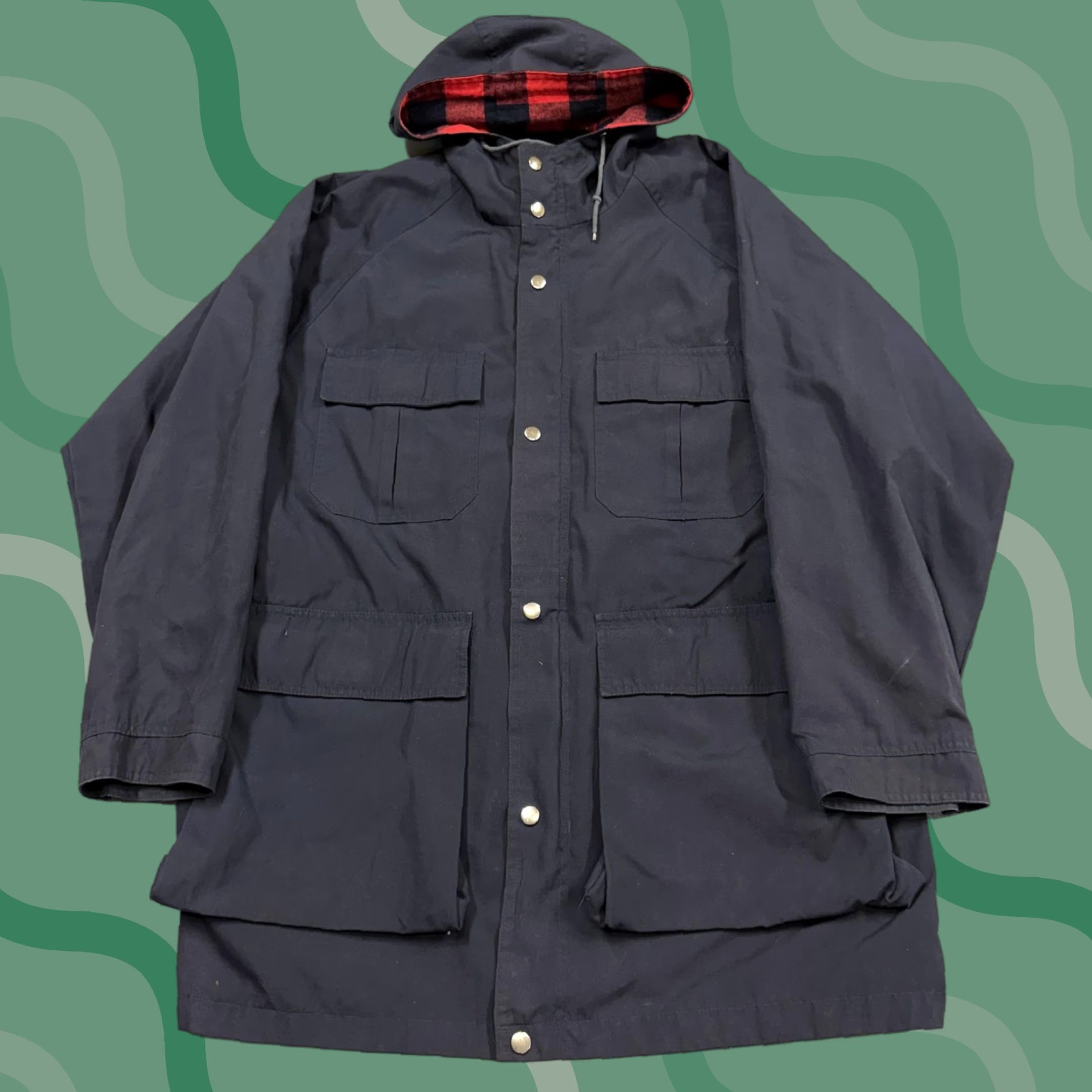 Vintage VINTAGE English Squire Coat Mens Large Black Hooded Parka Buffalo Plaid Lined Pockets Size US L / EU 52-54 / 3 - 1 Thumbnail