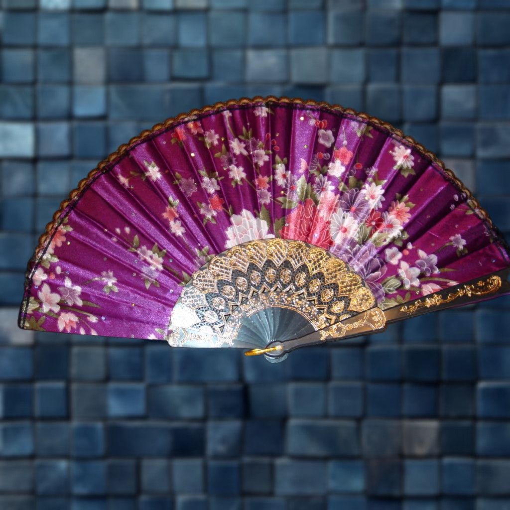 Vintage Vintage Hand Fan with Floral Design, Small Handheld Fan, 16-Inch Width, Unbranded Size ONE SIZE - 1 Preview