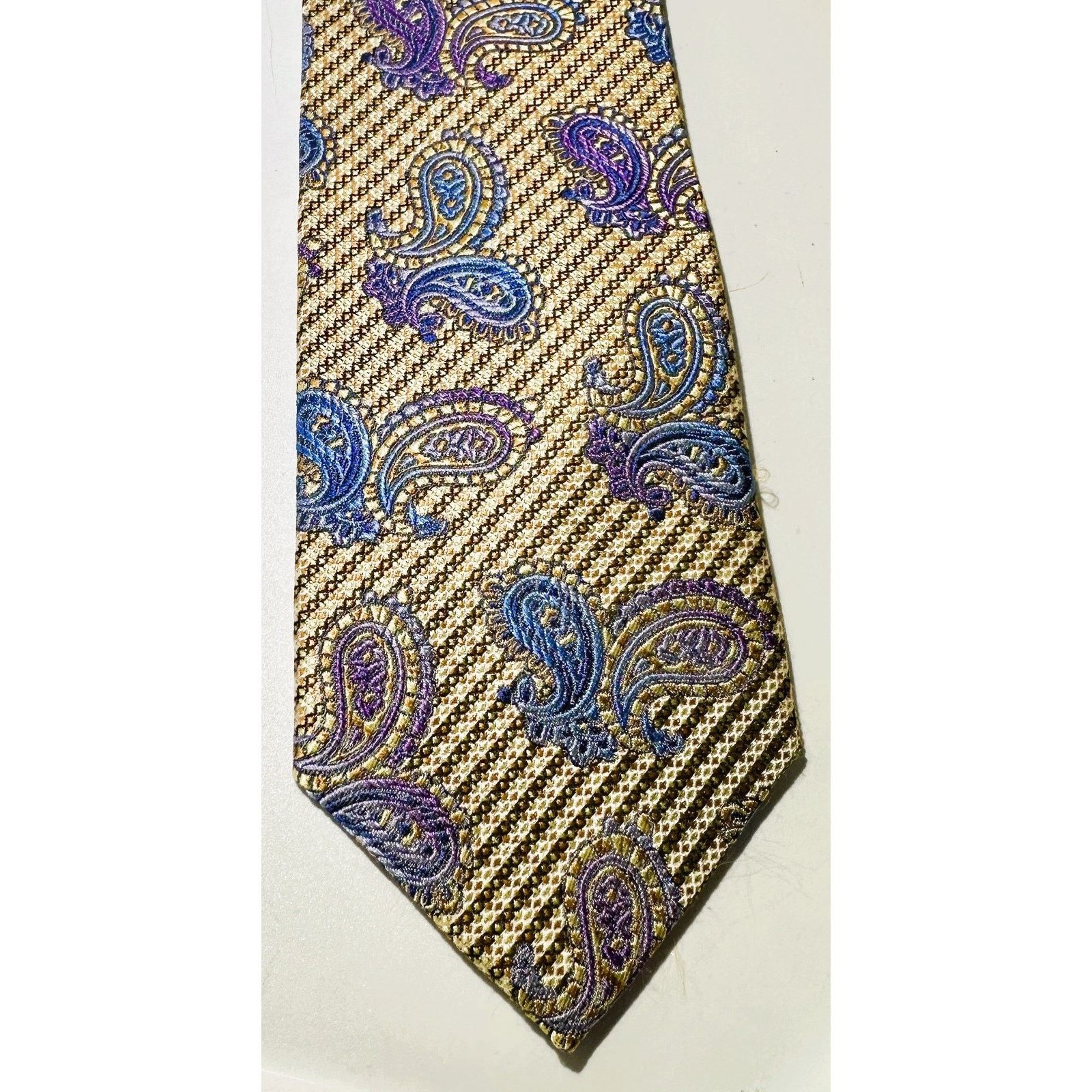 Other 3 Silk Ties Blue Gold Paisley Silver Dot Cream Medallion Size ONE SIZE - 5 Thumbnail