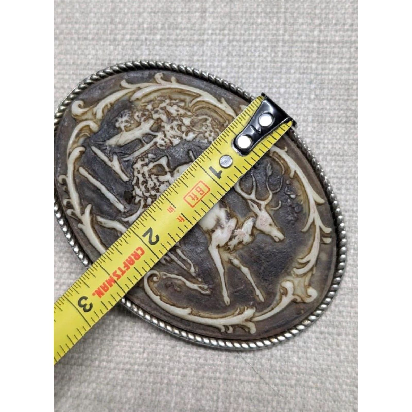 Vintage VINTAGE DEER belt buckle INCOLAY STONE WESTERN NATURE buckLE cowboy hunting belt Buckle 1.5 in Men Brown Tan Rodeo Nature Vintage Mens Size ONE SIZE - 7 Thumbnail