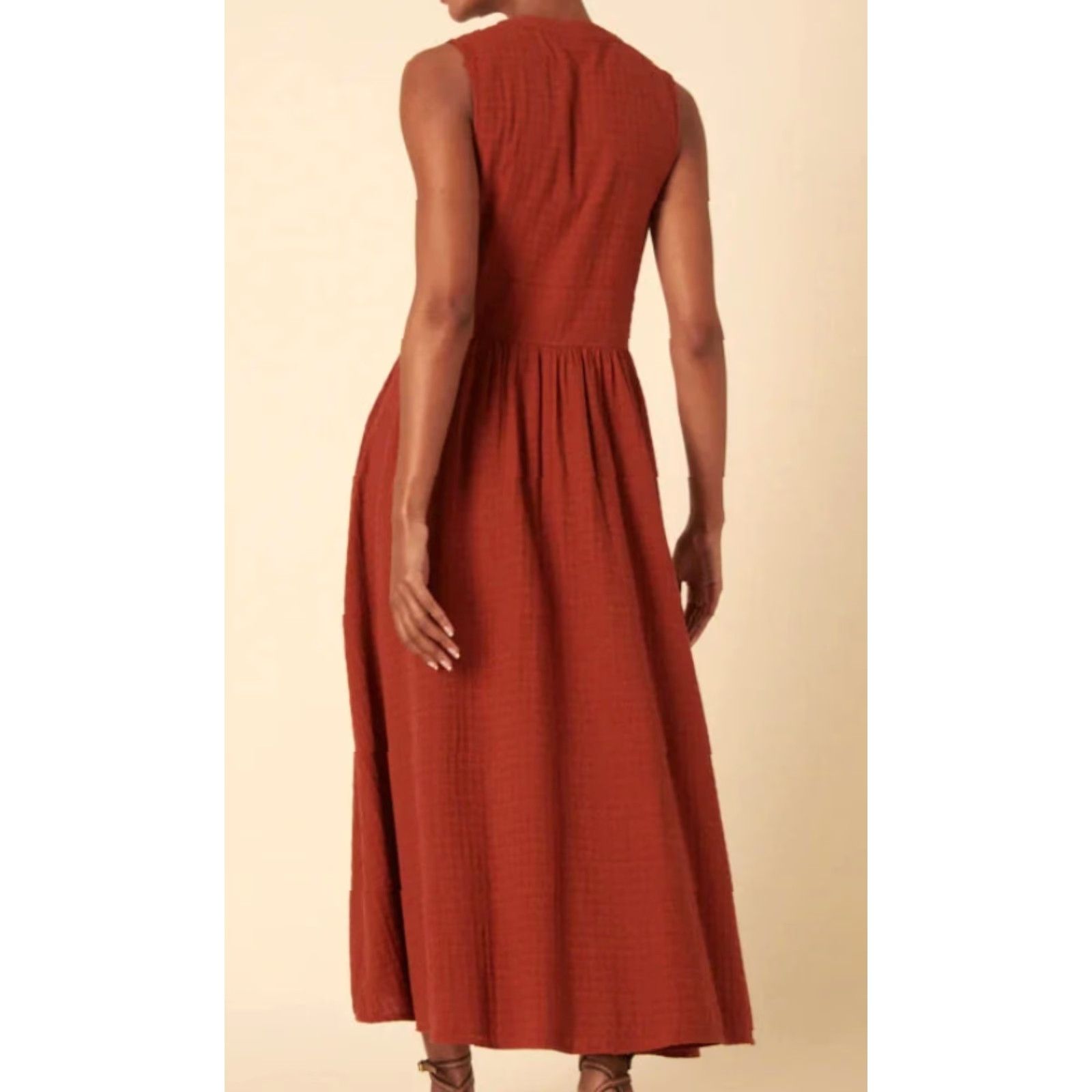 burnt orange sleeveless starlight midi dress NWT Nobody's Child Starlight Midaxi Dress in Burnt Orange Sleeveless Sz US  0