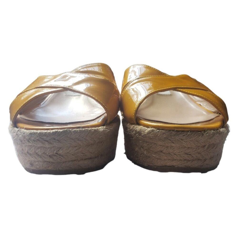 Jimmy Choo SH118 Jimmy Choo Yellow Patent Leath Phyllis Platform Wedge Size US 9 / IT 39 - 4 Thumbnail