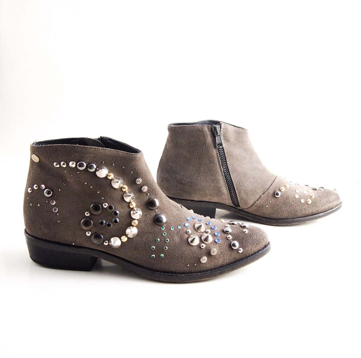 Designer Manila Grace Boots Brown Suede Studded US 7 EU 37 Size US 7 / IT 37 - 4 Thumbnail