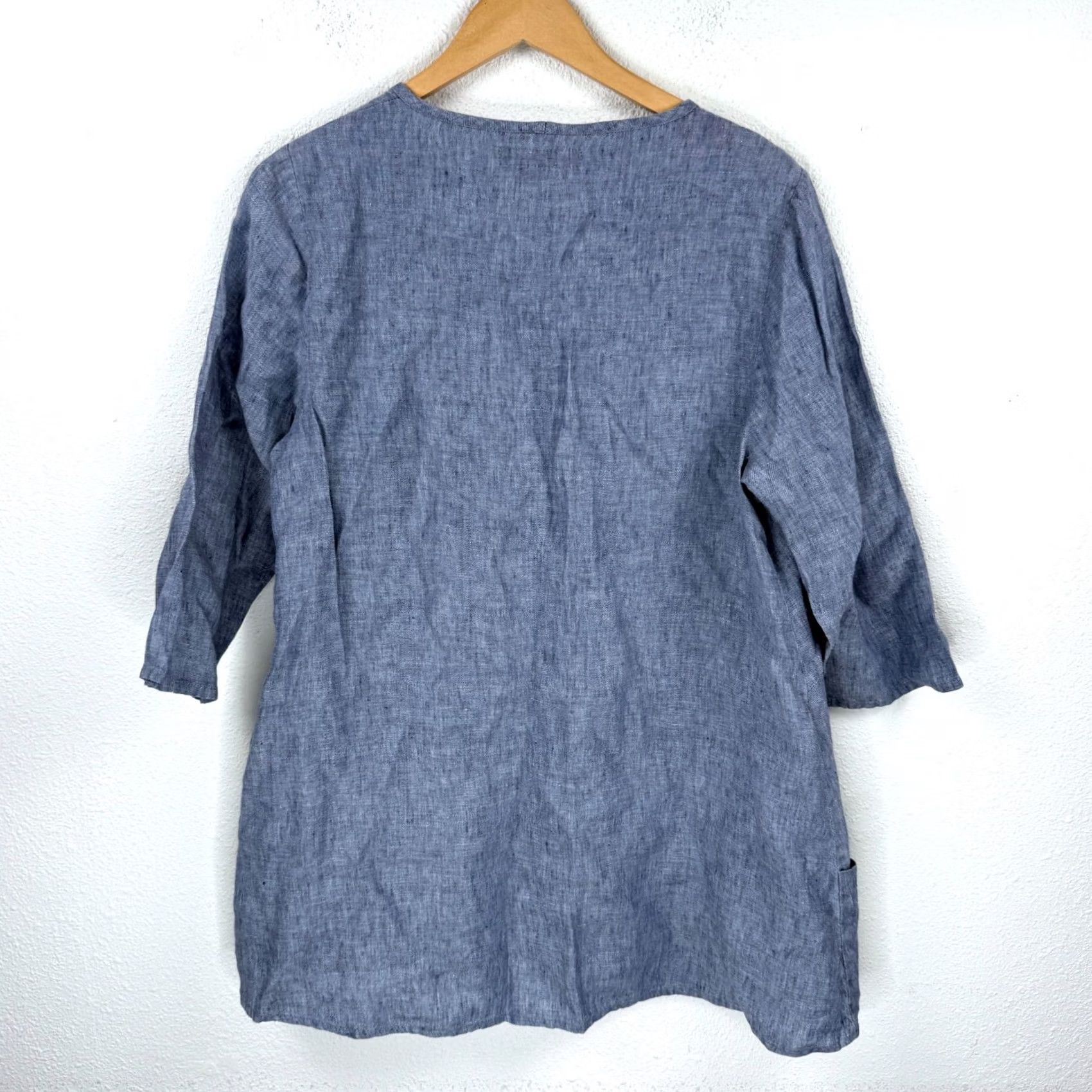 FLAX FLAX Tunic Top Womens Blue 3/4 Sleeve Linen Flax Plus S Tunic Womens Blue 3/4 Sleeve Pullover Size S / US 4 / IT 40 - 8 Thumbnail