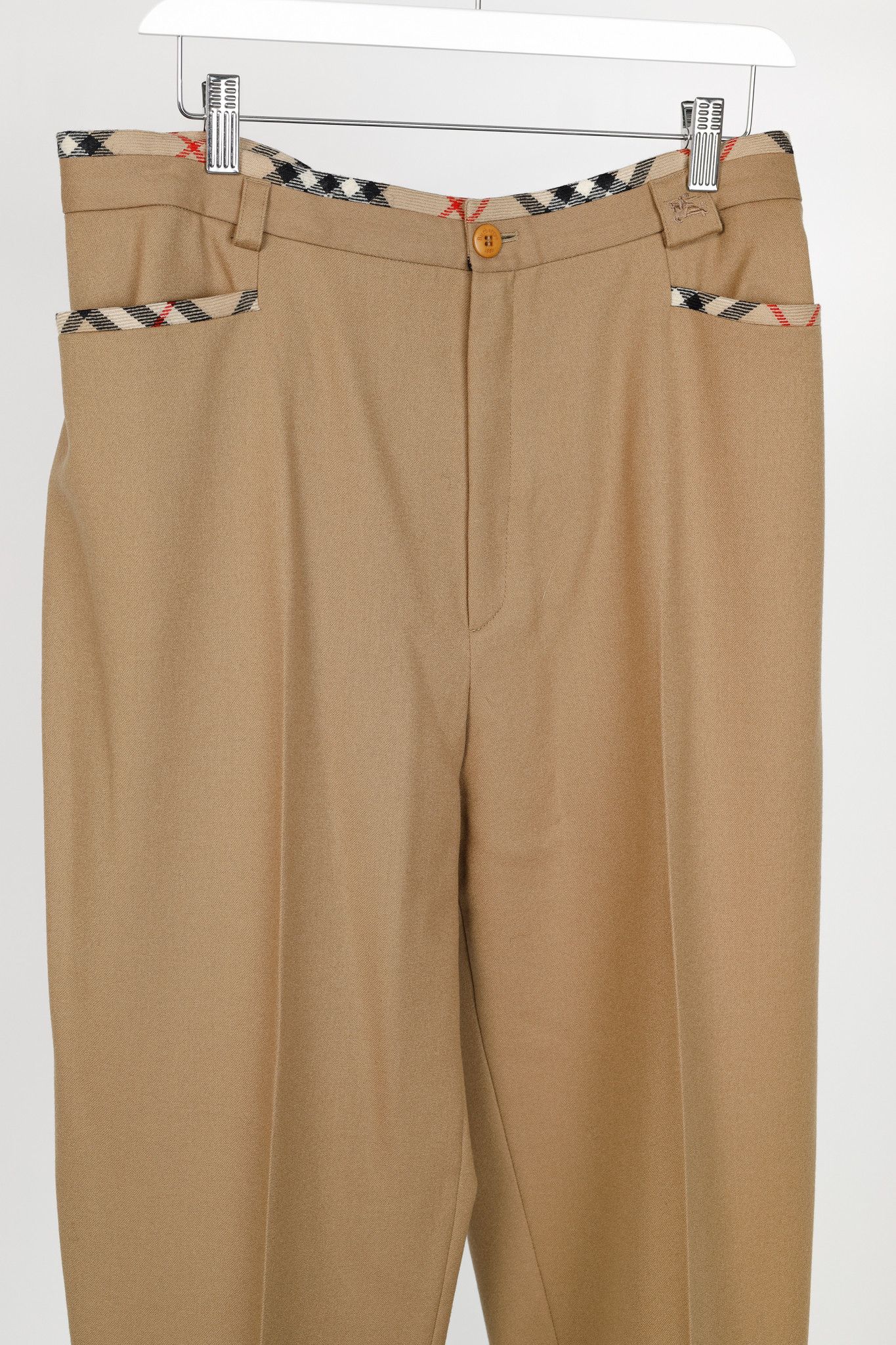 Burberry Burberry Tan Wool Check-Trim Trousers Size US 32 / EU 48 - 3 Thumbnail