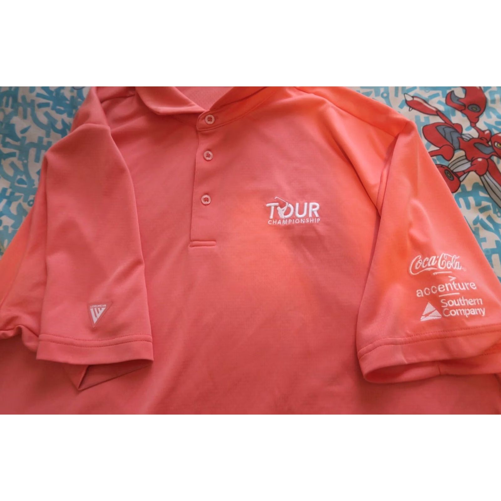 Vintage Levelwear PGA Tour Championship Polo XL Orange Golf Polo, Short Sleeve, 100% Polyester, Embroidered Logos Mens Size US XL / EU 56 / 4 - 4 Thumbnail
