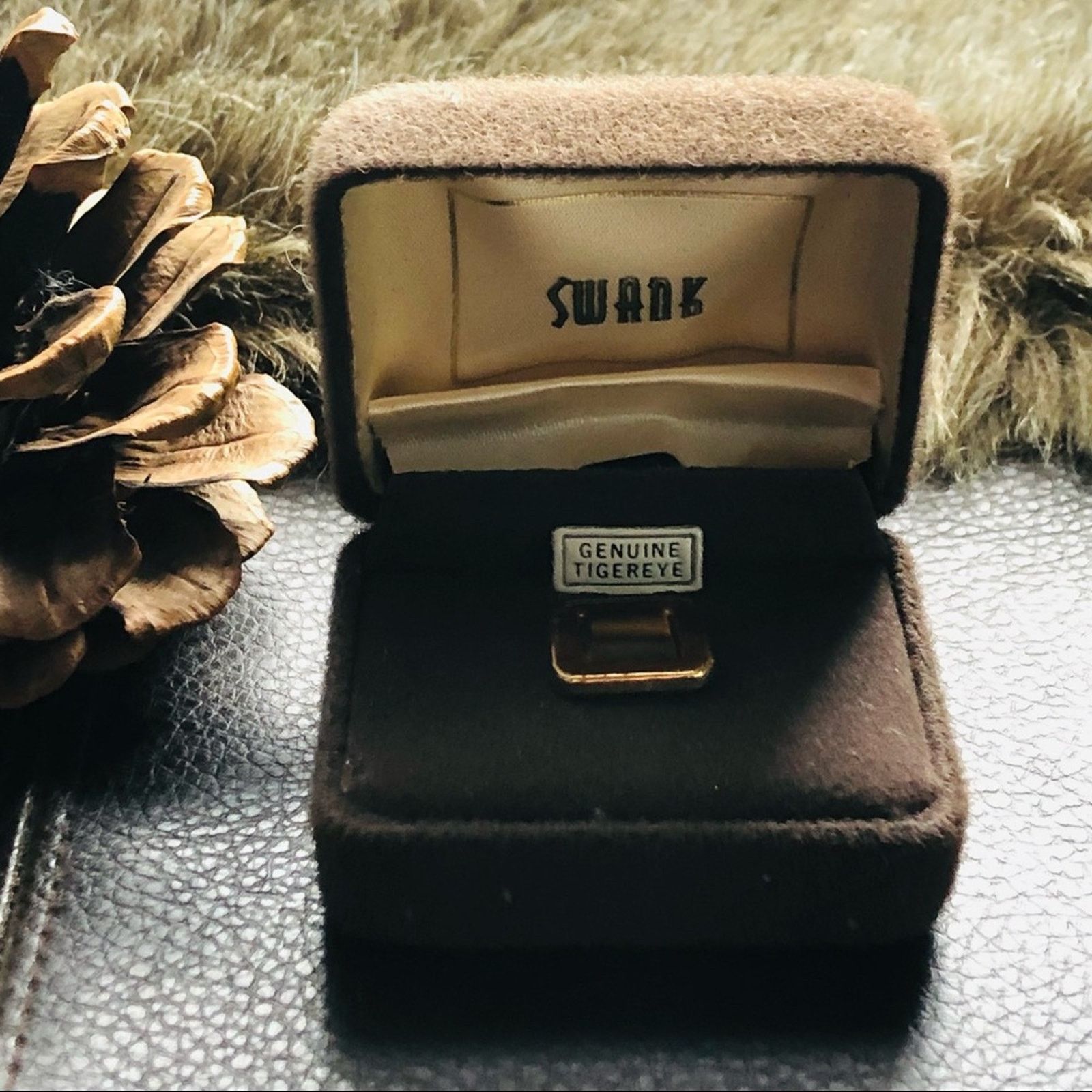 Vintage Vintage Swank genuine tigers eye tie pin with chain NIB Size ONE SIZE - 6 Thumbnail