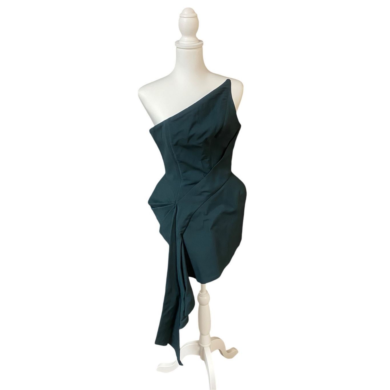 MUGLER Strapless Mini Dress in Dark Green Size 36 Small 2-4