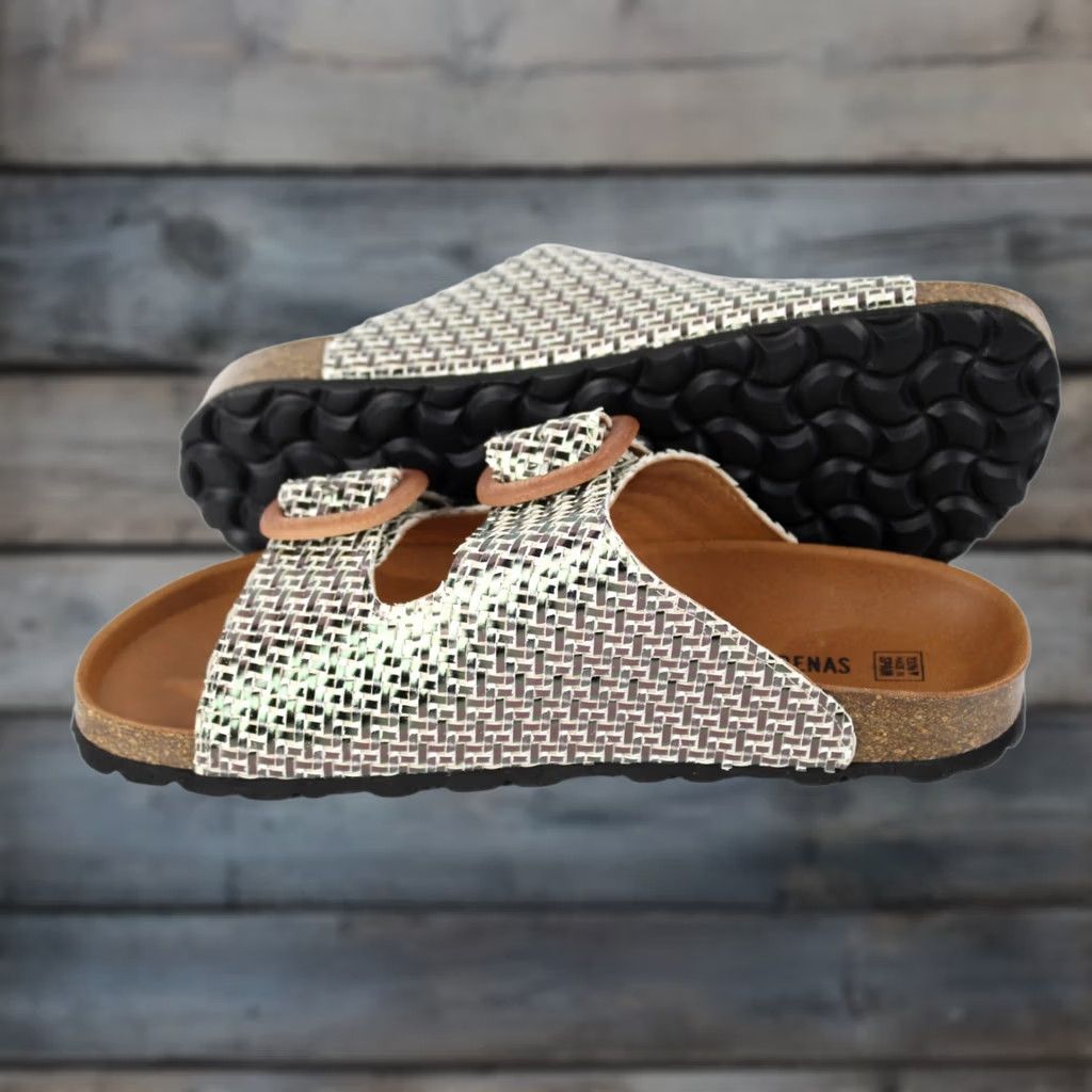 Vintage Verbenas Women's Right Slide Sandals Size US 9 / EU 40 Gray Plomo Braided Metal Check Buckle Sandal Size US 9 / IT 39 - 1 Thumbnail