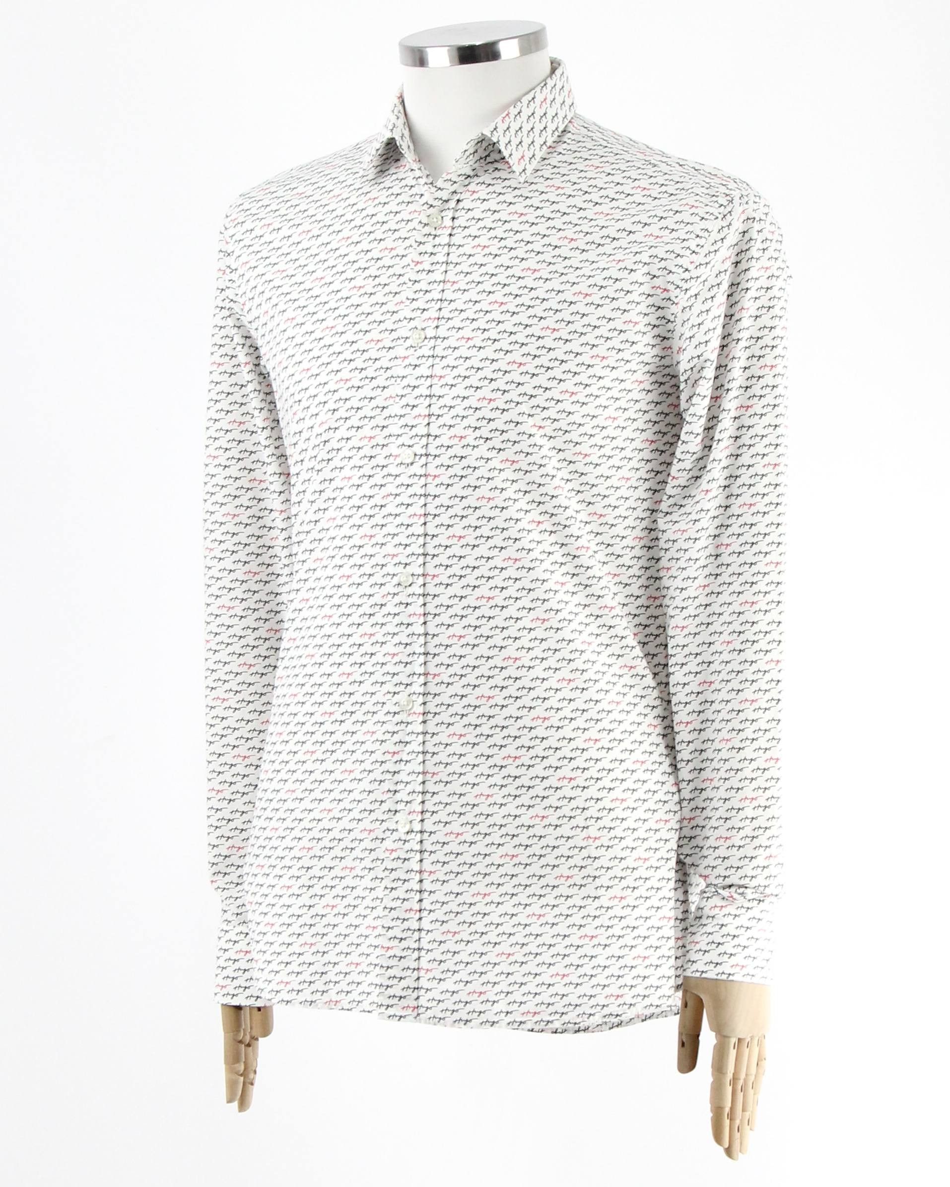 Hugo Boss HUGO BOSS White printed shirt Size US L / EU 52-54 / 3 - 3 Thumbnail