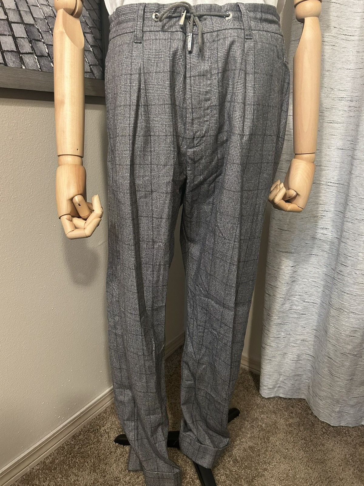 Eleventy Eleventy Plaid Drawstring Trousers Size US 34 / EU 50 - 2 Thumbnail