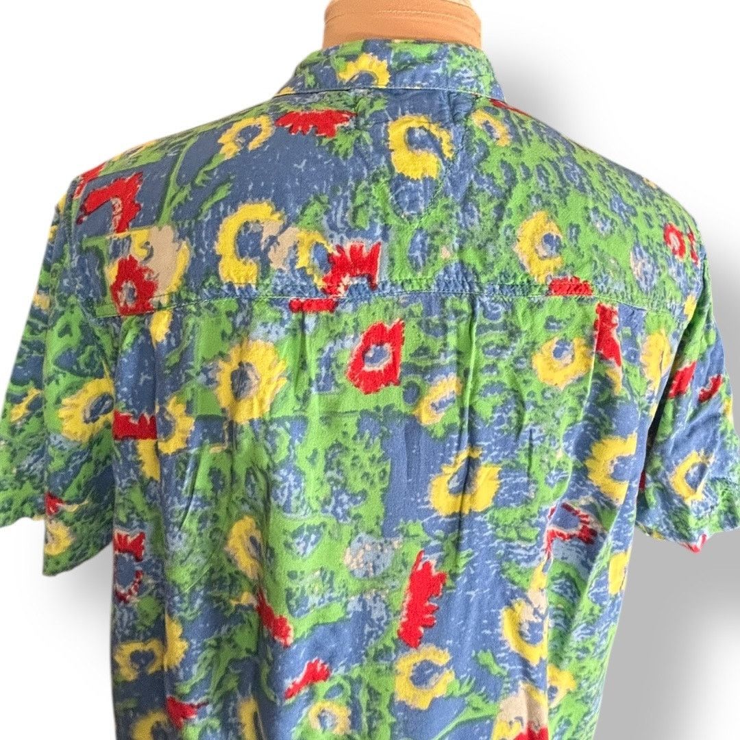 Rolla's Rolla’s Abstract Sunflower Print Viscose Shirt Blue Green Size US M / EU 48-50 / 2 - 4 Thumbnail