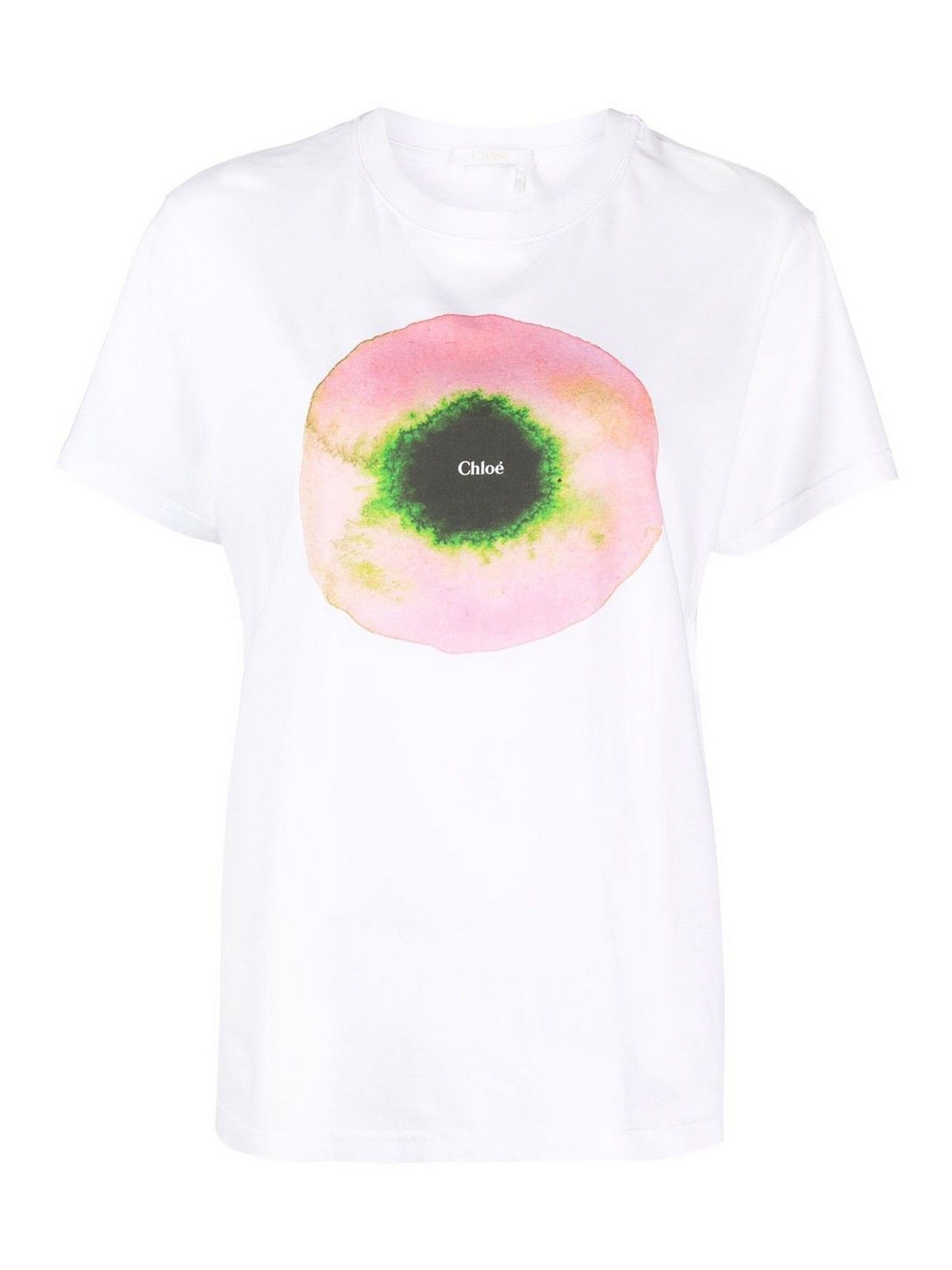 Chloe o1y0825 Short Sleeves T-Shirt in White Size L / US 10 / IT 46 - 1 Thumbnail