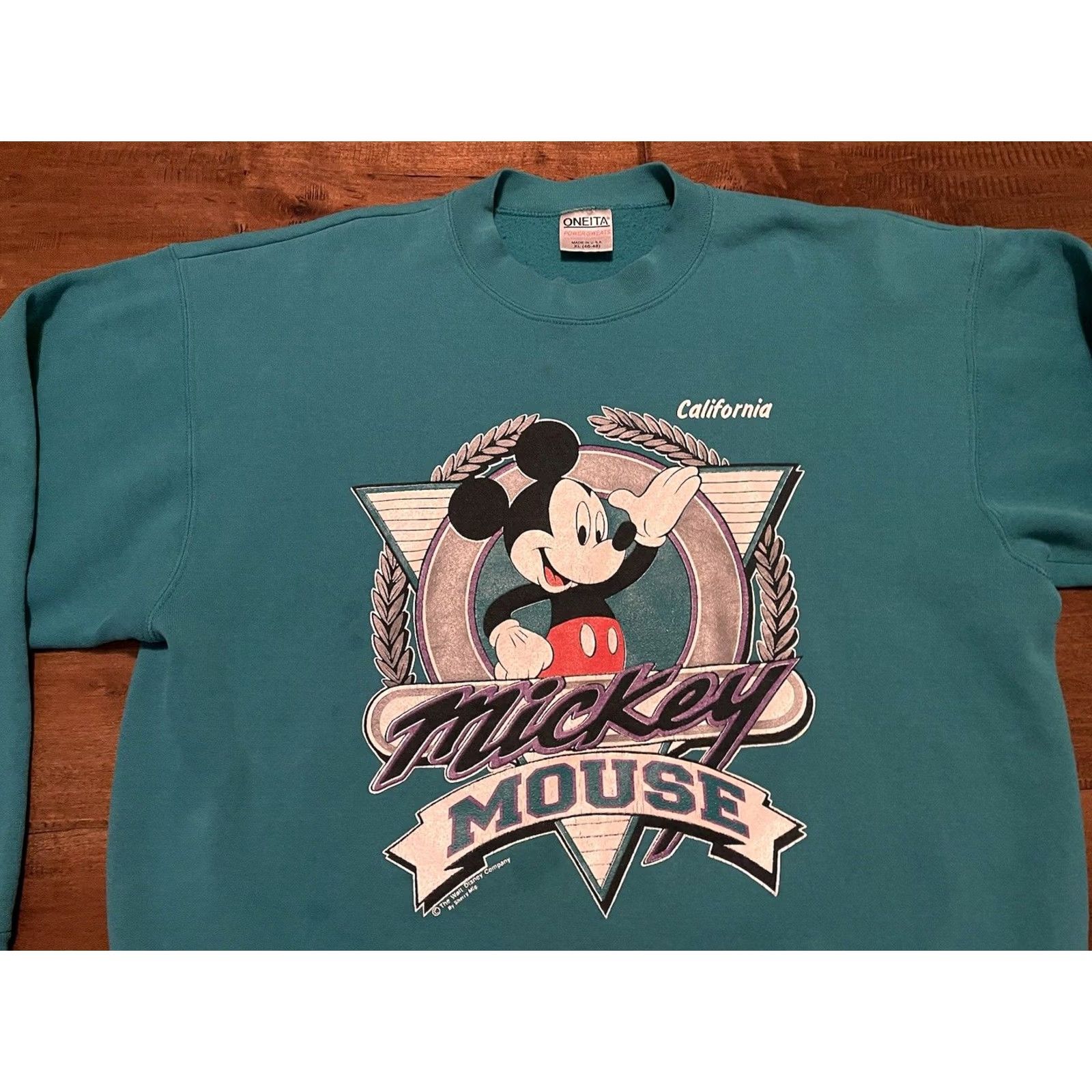 Vintage VINTAGE Mickey Mouse USA California Teal Crewneck Sweatshirt Adult XL Blue Mens Size US XL / EU 56 / 4 - 2 Thumbnail