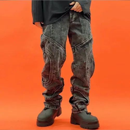 Designer Black washed Distressed jeans Opium style Size US 31 - 4 Thumbnail