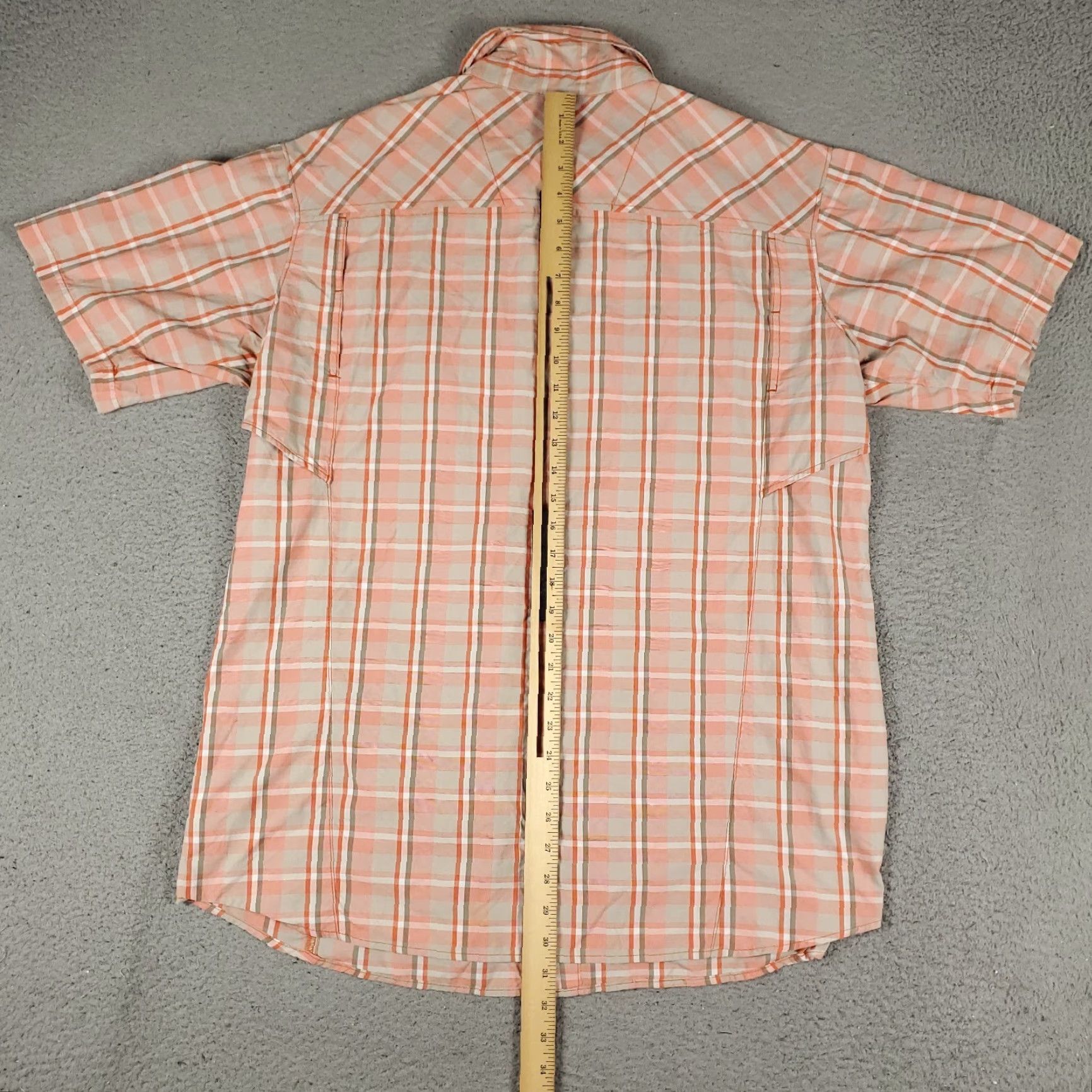 Vintage Columbia Shirt Mens XL Orange Plaid Nylon Button Up Short Sleeve Vented Classic American Preppy Weather All Seasons Mens Size US XL / EU 56 / 4 - 3 Thumbnail