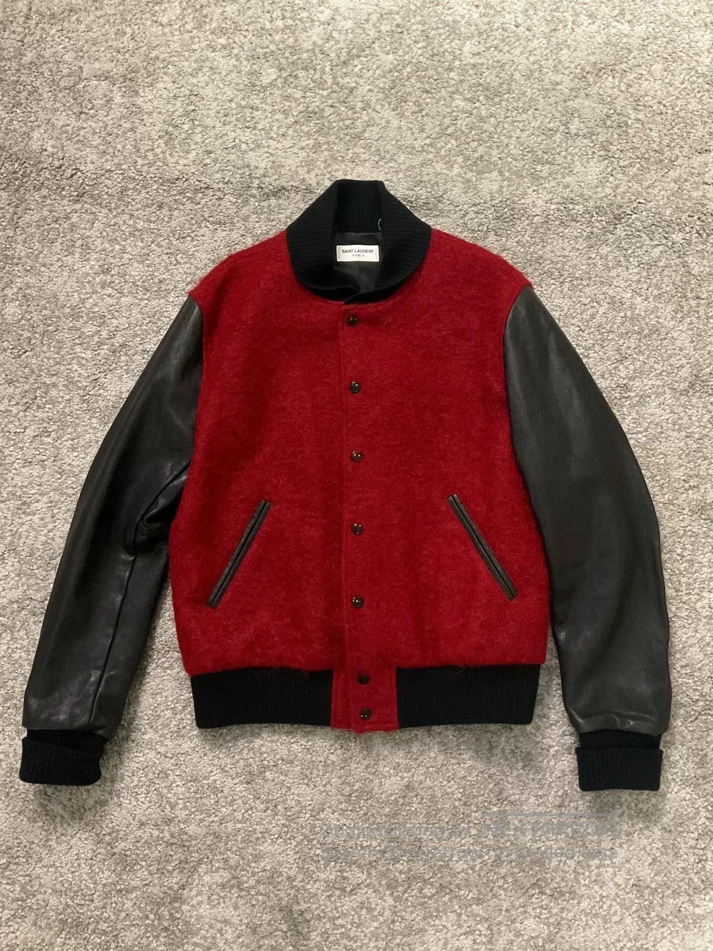 Saint Laurent Paris Saint Laurent Leather Sleeve Varsity Jacket. Size US S / EU 44-46 / 1 - 1 Thumbnail