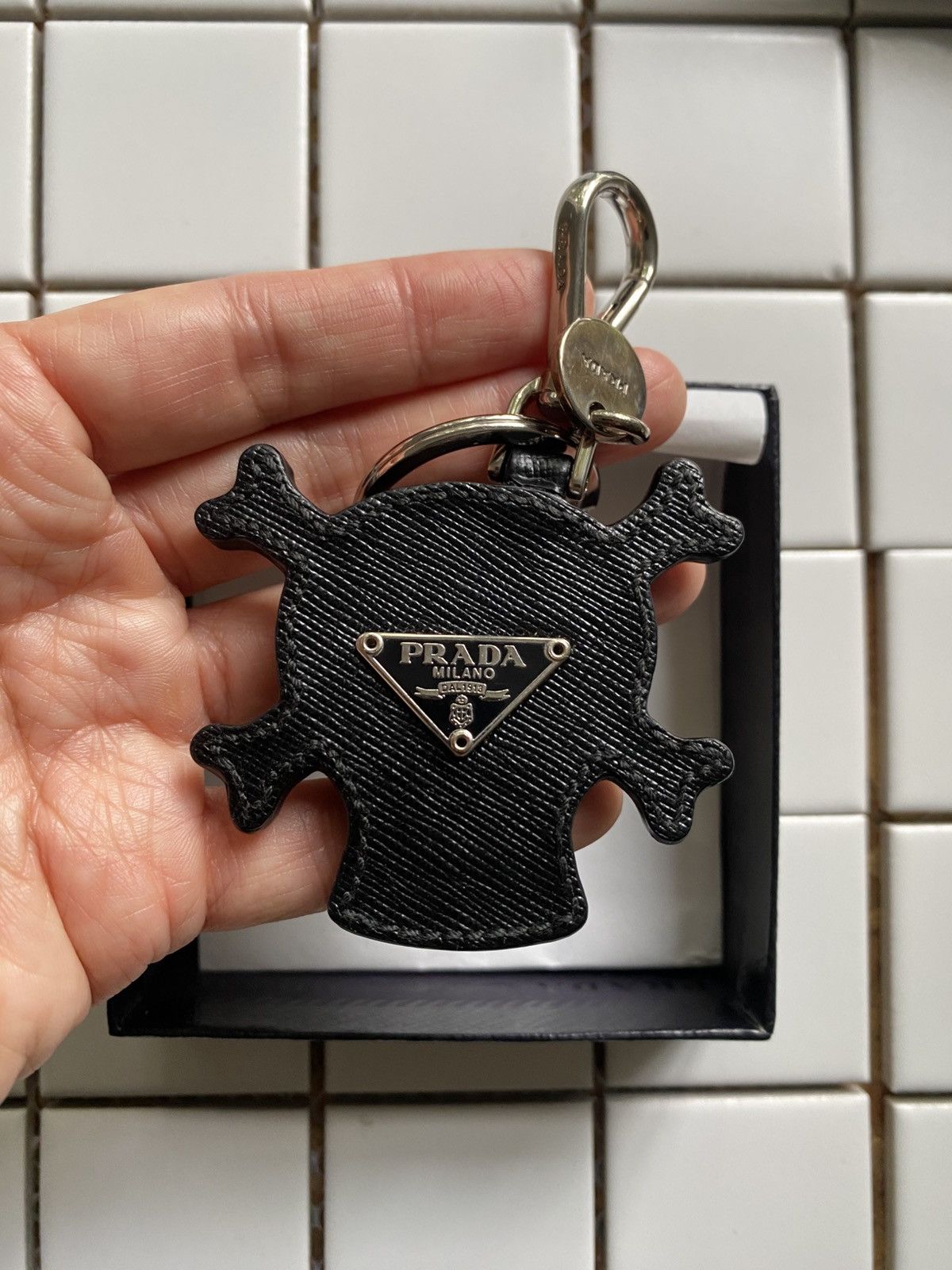 Prada Prada Skull Saffiano Leather Keychain Size ONE SIZE - 2 Thumbnail