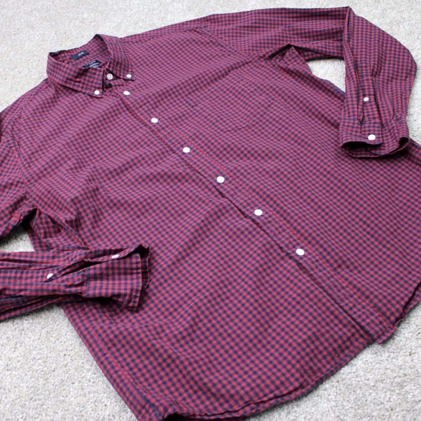 J.Crew J.CREW Shirt Men 2XL XXL Blue/Red Plaid Slim Fit Button-Up Long Sleeve Cotton Washed Flex - Womens/Mens Size US XXL / EU 58 / 5 - 5 Thumbnail
