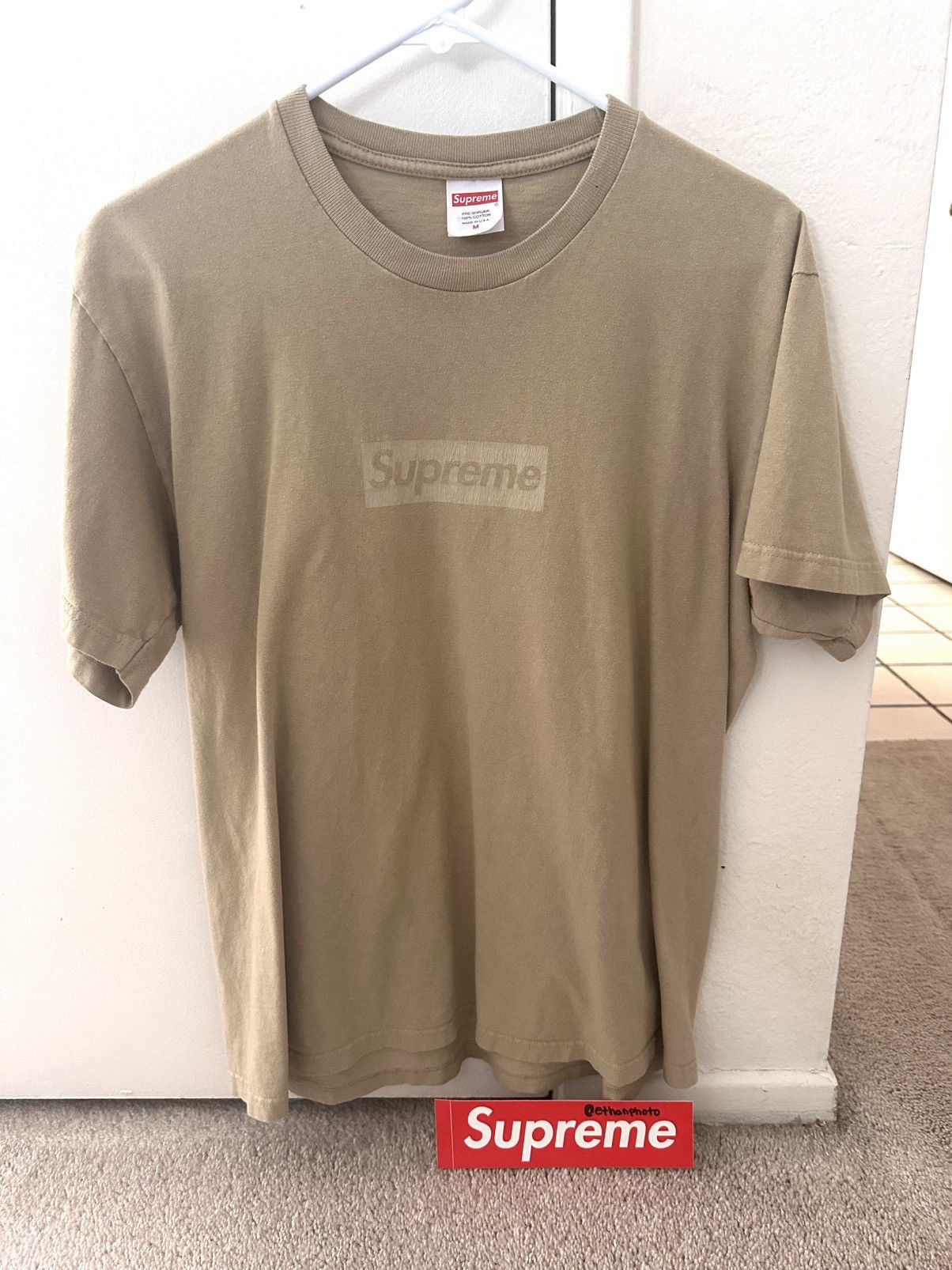 Supreme Supreme Tonal Box Logo Tee Khaki Size Medium | Grailed