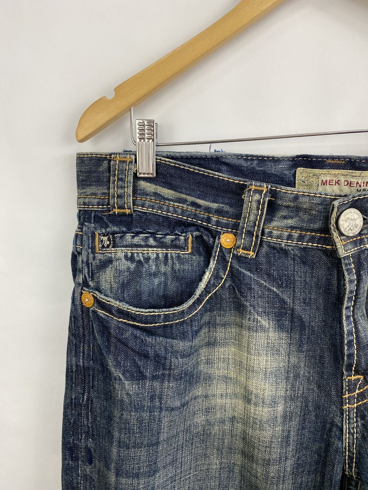 4GSELLER 🇯🇵 Y2K MEK Denim USA Trashed Faded Japan Style Jeans Rare Size US 34 / EU 50 - 12 Thumbnail
