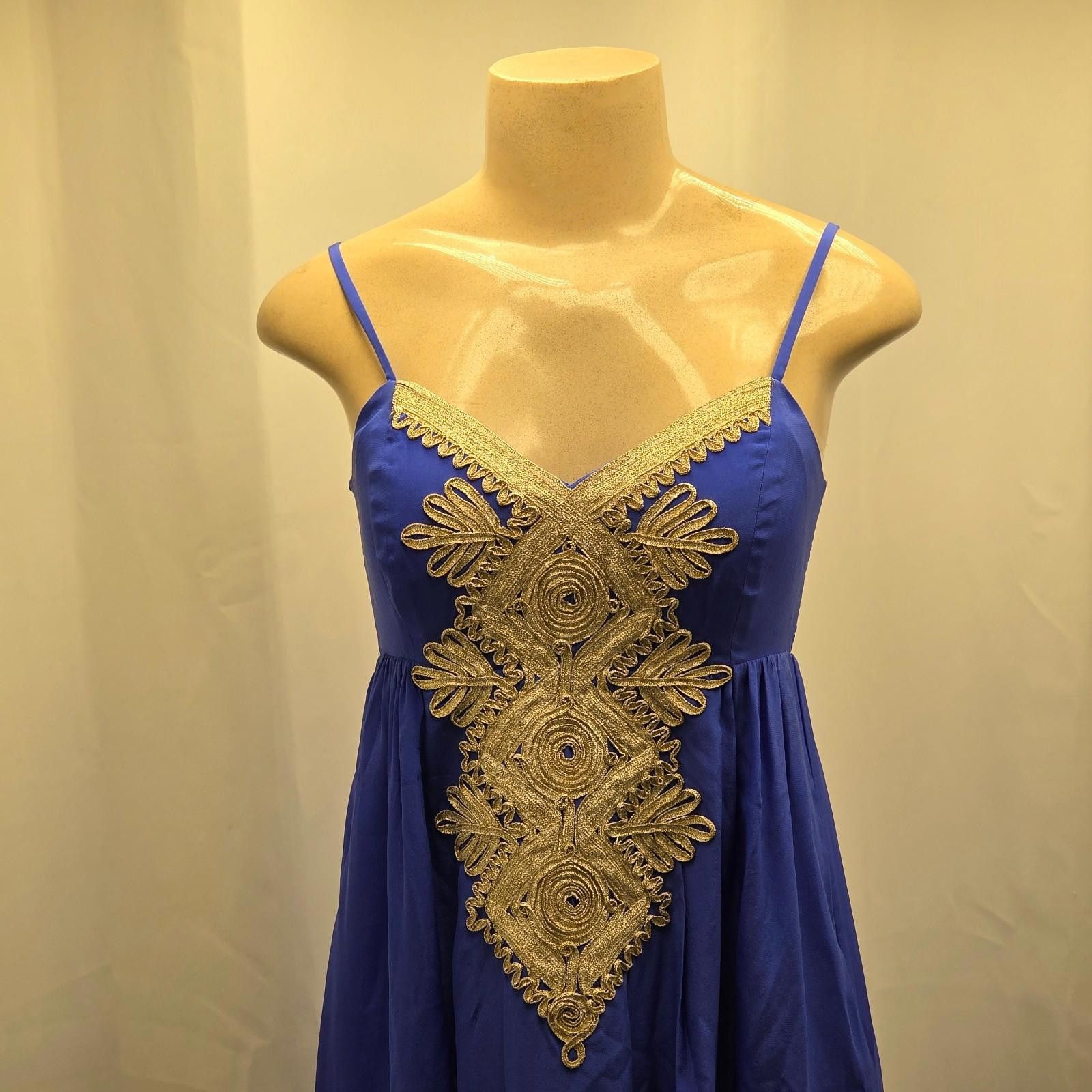 Other NWT Lilly Pulitzer Silk Maxi Dress Blue Gold Size 00 Formal Size XXS / US 00 / IT 34 - 7 Thumbnail