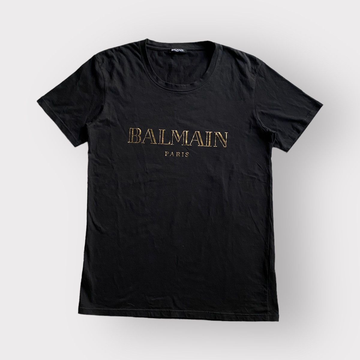 Balmain AW16 Gold Foil Logo Slim Fit T Shirt Size US L / EU 52-54 / 3 - 1 Thumbnail