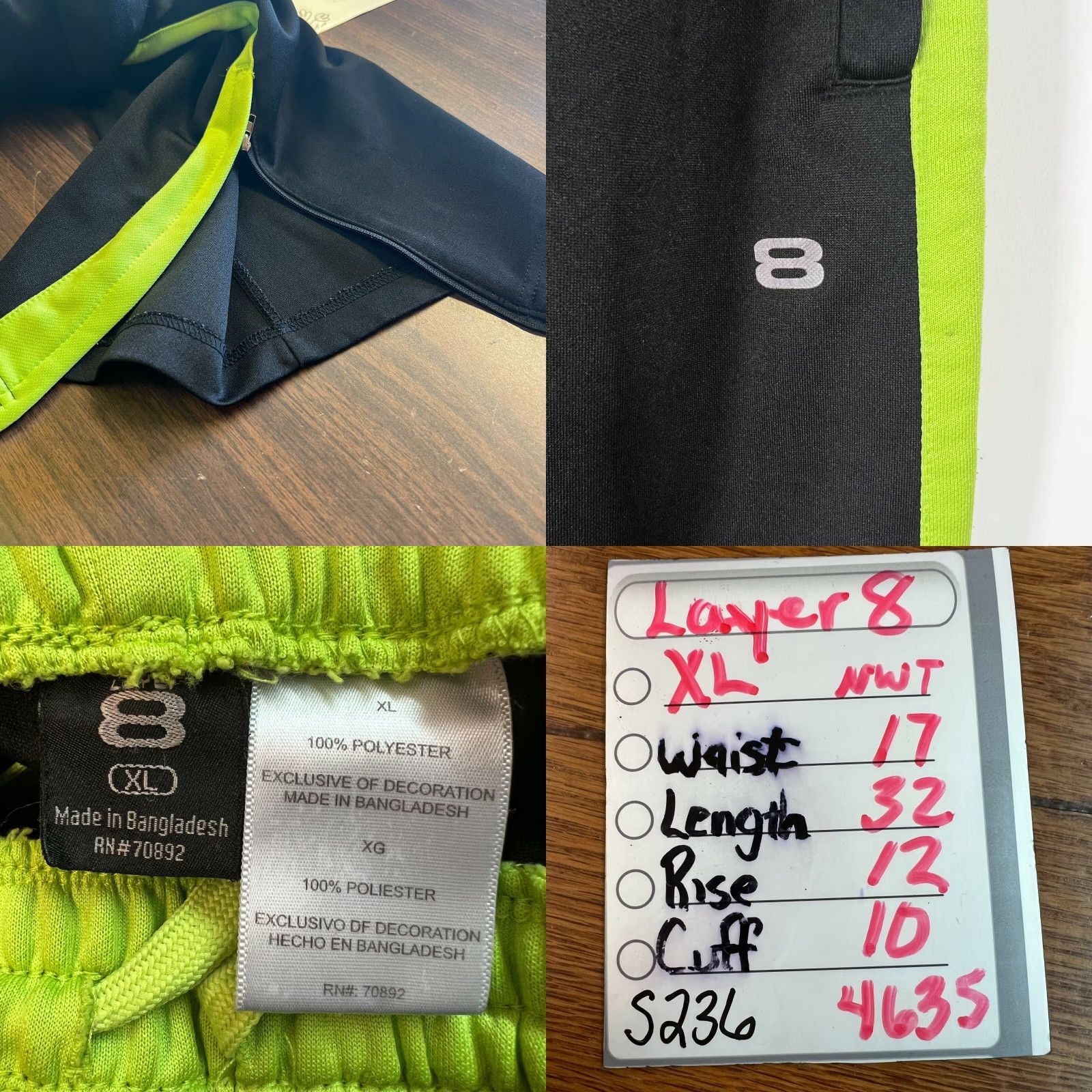 Layer 8 Layer 8 Mens Track Pants XL Black Quick Dry Elastic Waist Zippered Ankles Size XL (32 Inseam) Size US 34 / EU 50 - 8 Thumbnail