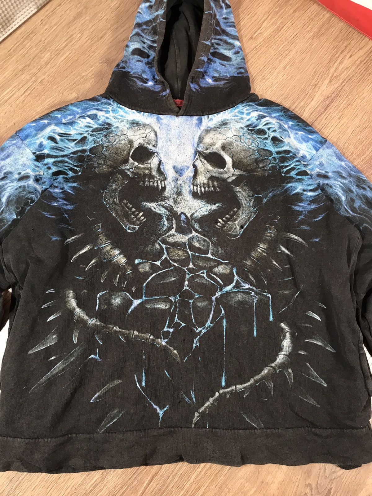 Vintage Vintage Distressed Spiral Skull Hoodie Size US XXL / EU 58 / 5 - 3 Thumbnail