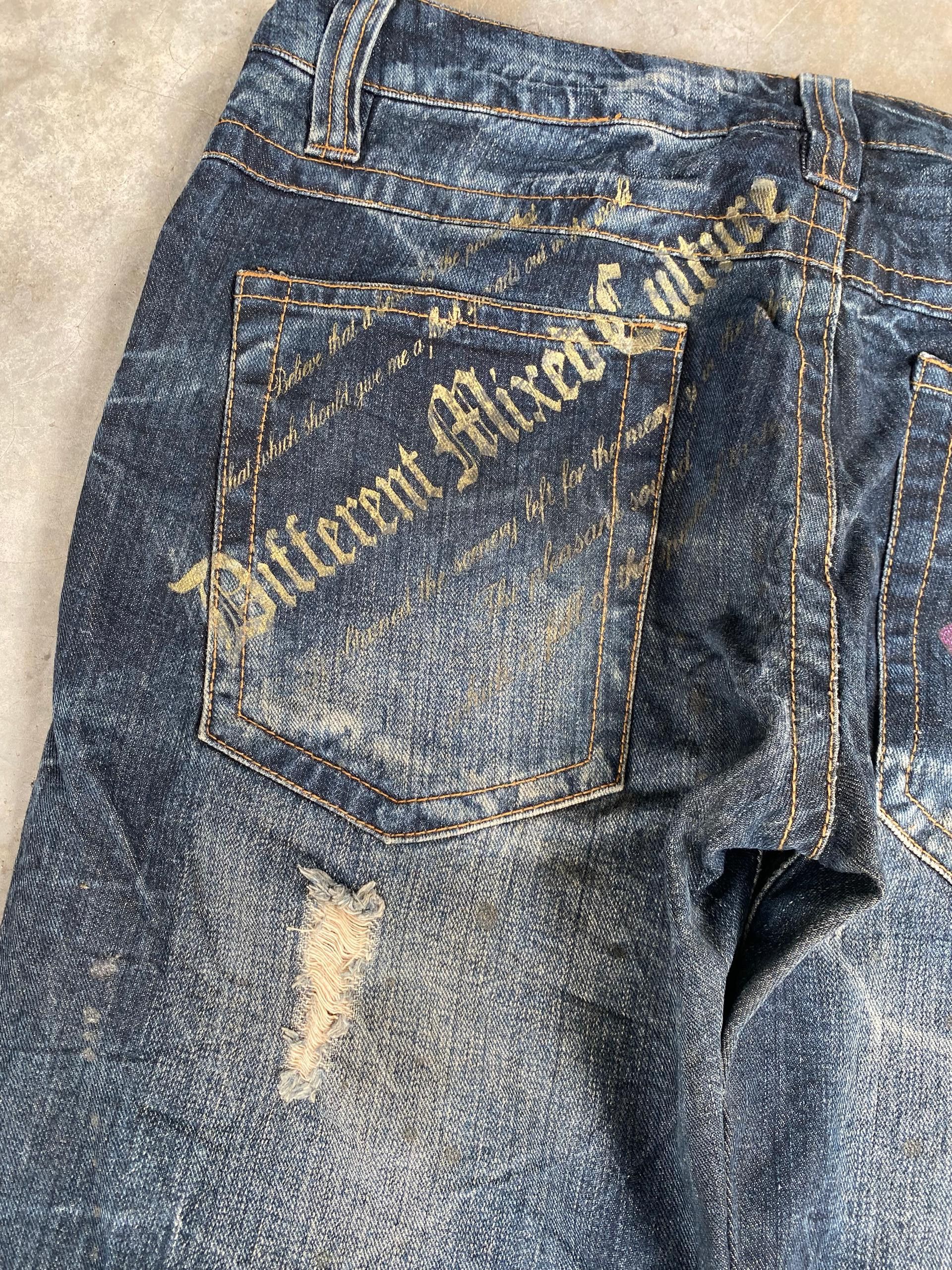 If Six Was Nine 💥FLARE💥SORIDERE INSPIRE CROME HEARTS DISTRESSED DENIM Size US 32 / EU 48 - 4 Thumbnail