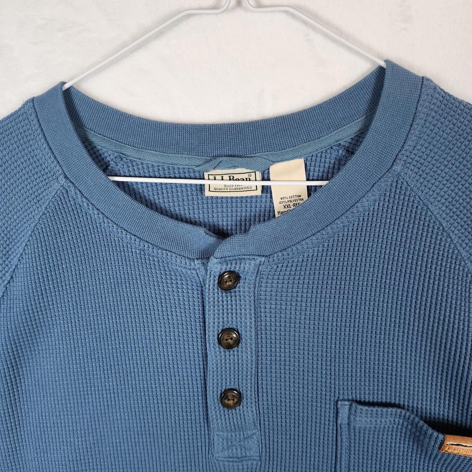 L.L. Bean LL Bean Waffle Knit Henley Blue Size 2XL Size US XXL / EU 58 / 5 - 4 Thumbnail
