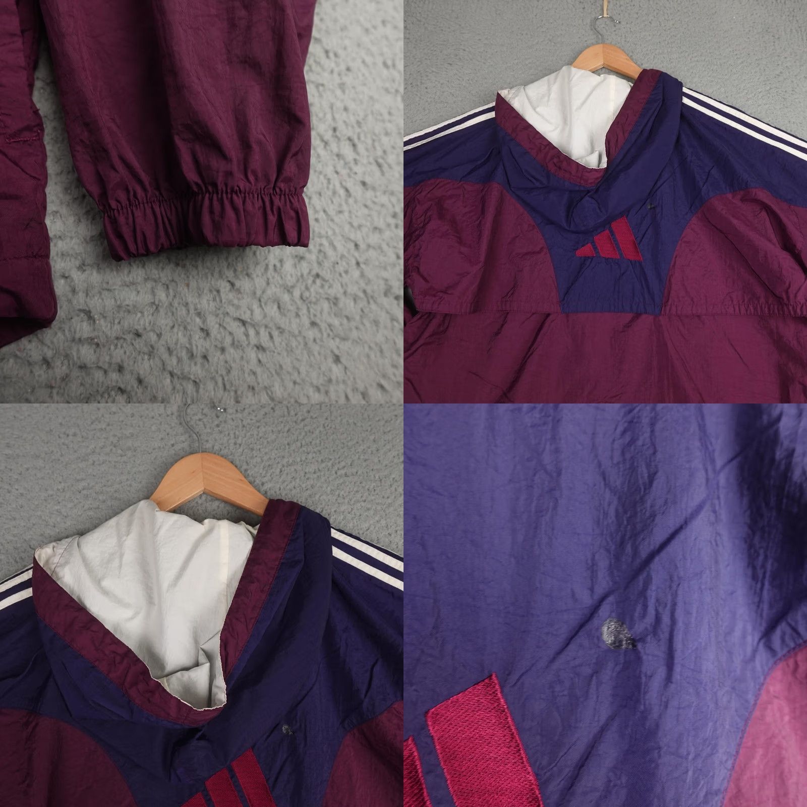Adidas VINTAGE Adidas Windbreaker Jacket Mens Large Purple Red Pullover Half Zip Track Size US L / EU 52-54 / 3 - 8 Thumbnail