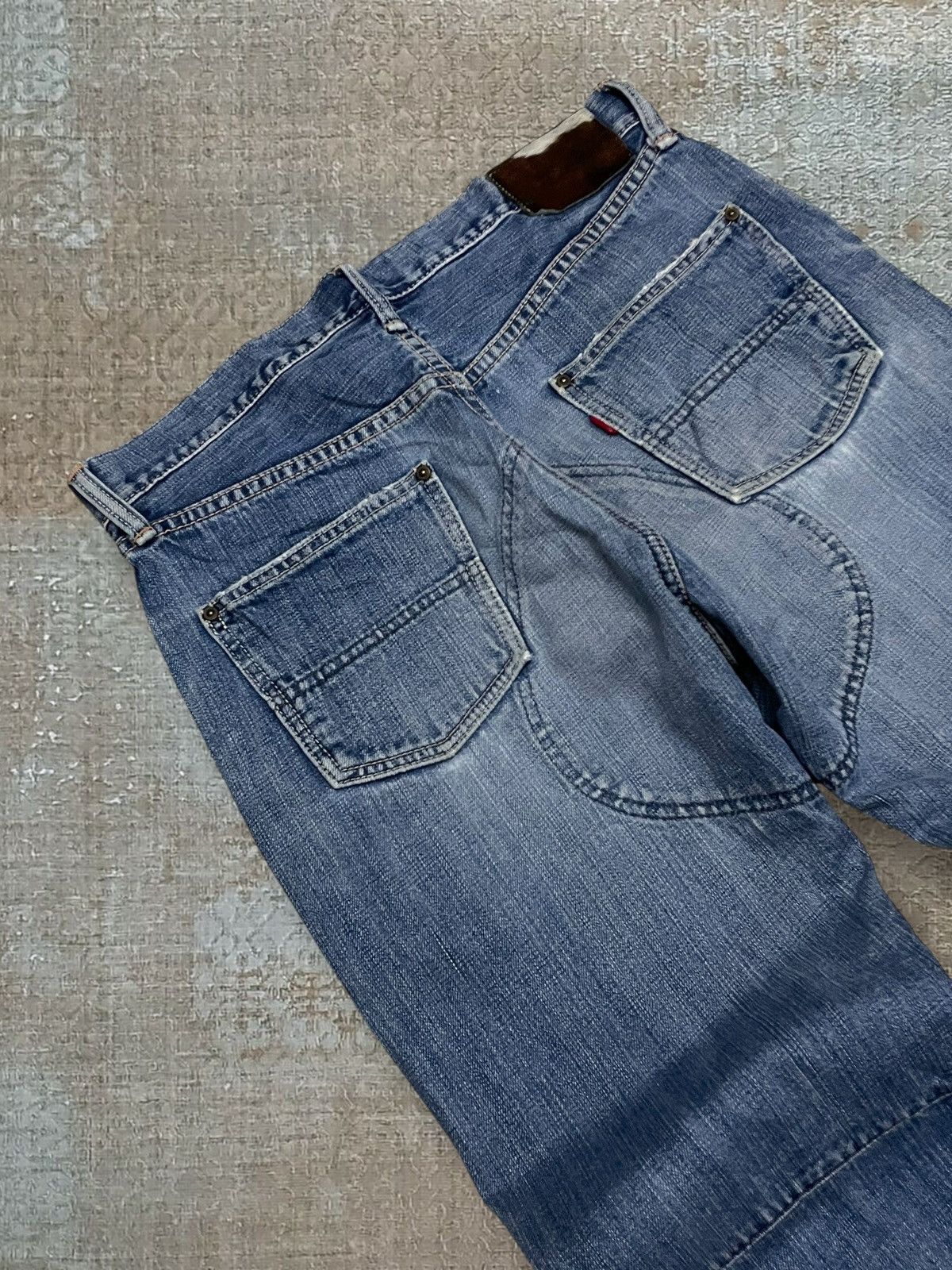 Japanese Brand Vintage 1990s Designer Jappan Studio Ecru Distressed Denim Size US 32 / EU 48 - 15 Thumbnail