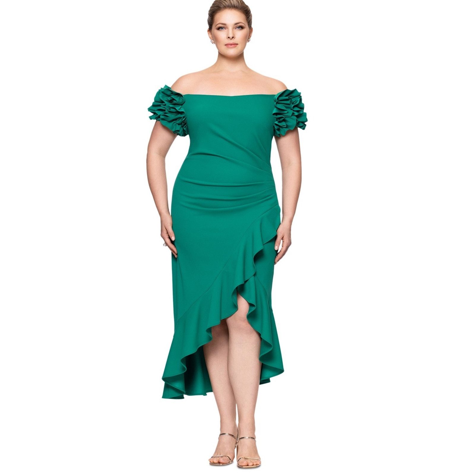 Other Xscape Evenings "Loretta" Scuba Crepe Off the Shoulder 22W Size 3XL / US 20-22 - 1 Thumbnail