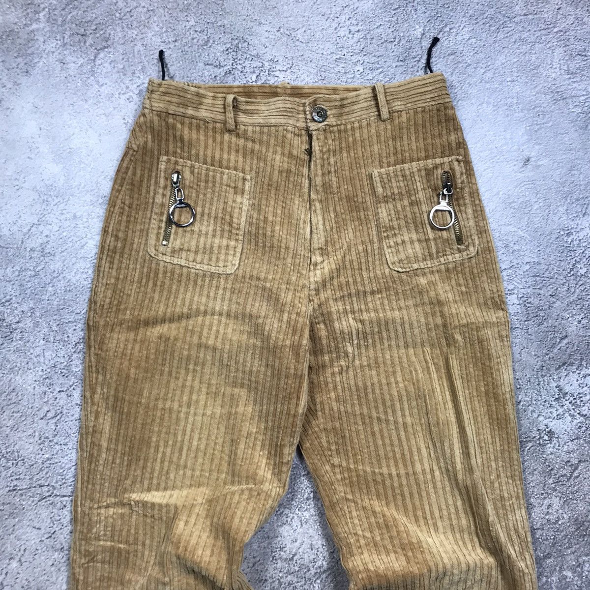 Vintage Vintage Y2K Baggy Wide Leg Textured Pants Cream Workwear 27 Size 27" / US 4 / IT 40 - 3 Thumbnail