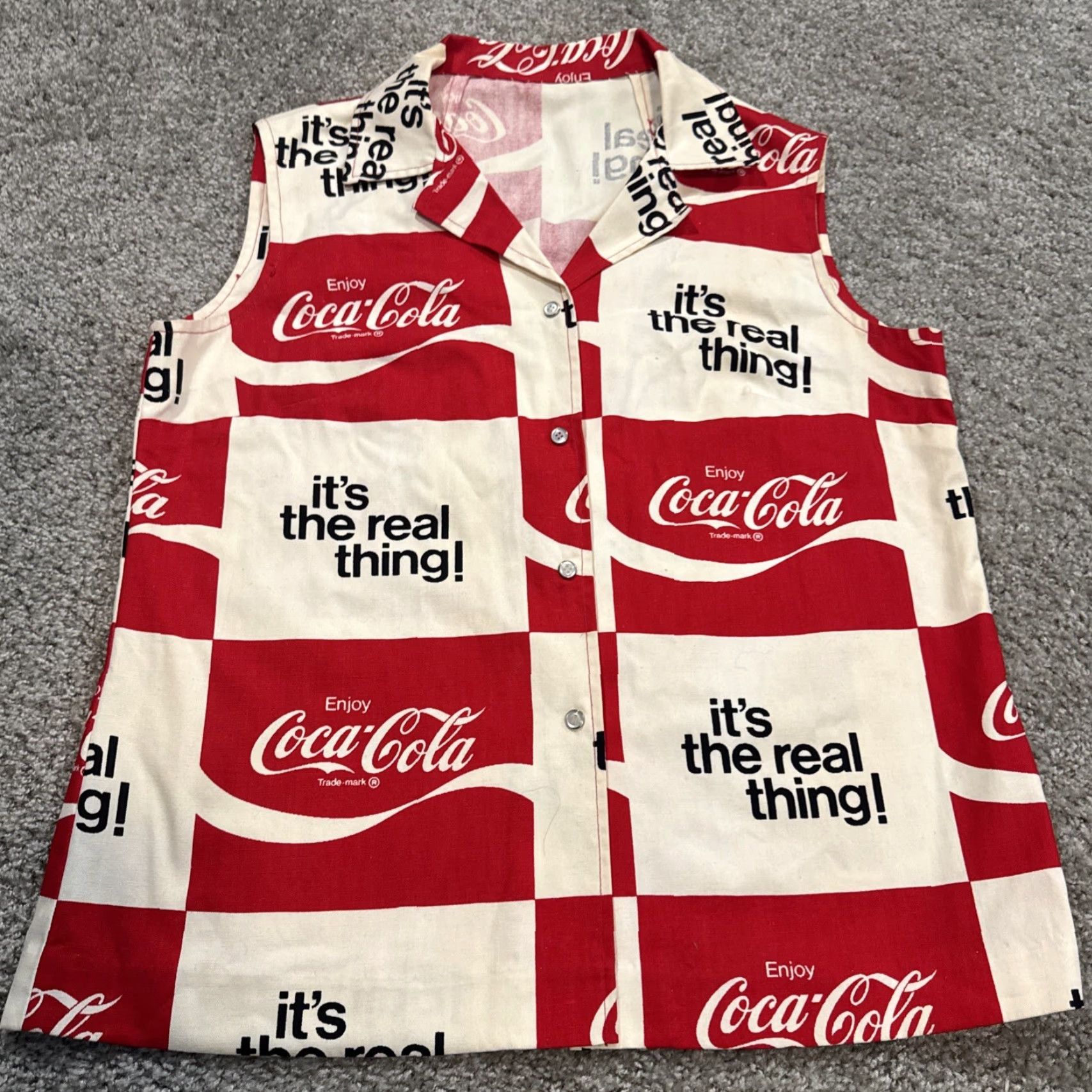 Vintage VINTAGE Coca-Cola Checkered Logo Red White Snap Button Sleeveless Vest Med 60s Unisex Adults M Button-Up Size US M / EU 48-50 / 2 - 5 Thumbnail