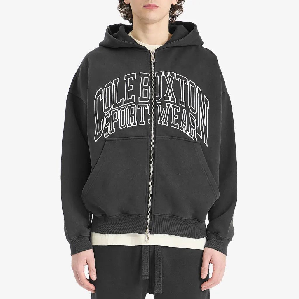 Cole Buxton Washed Black Sportswear Arc Logo Oversized Zip Hoodie Size US M / EU 48-50 / 2 - 2 Thumbnail
