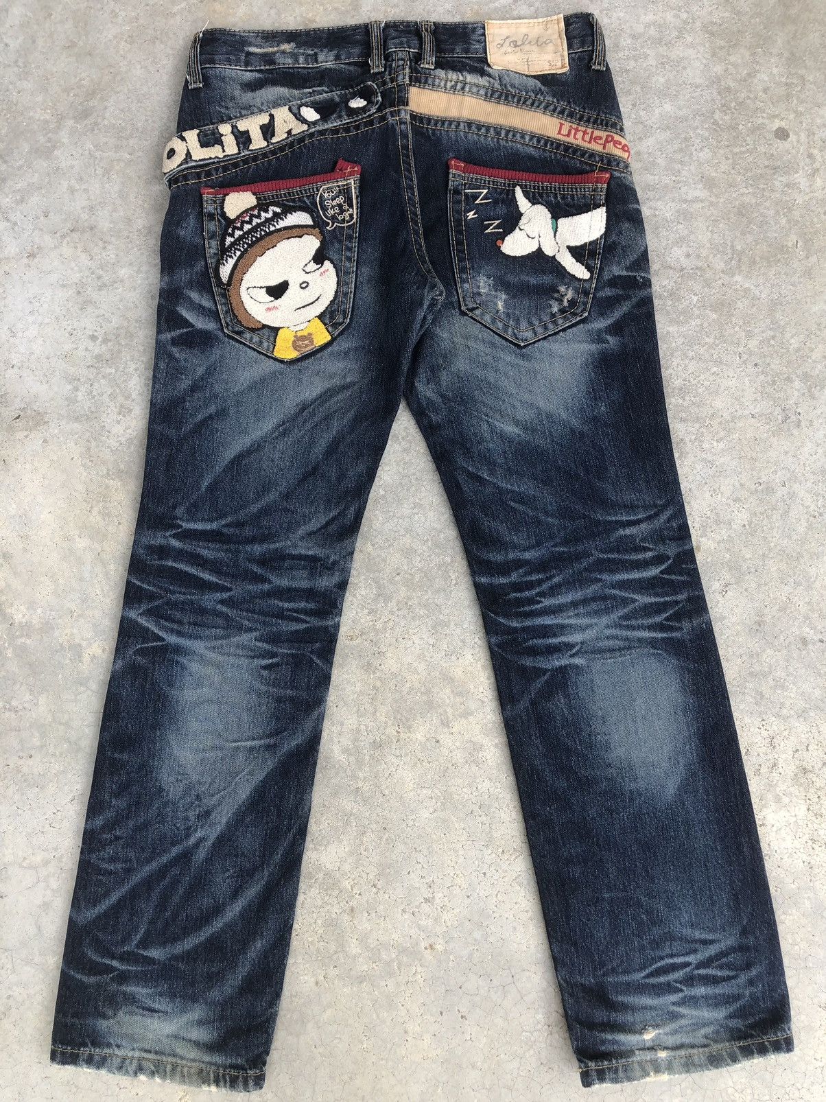 Japanese Brand Rare Yoshitomo Nara Lolita Dog Distressed Jeans Size US 33 - 1 Thumbnail