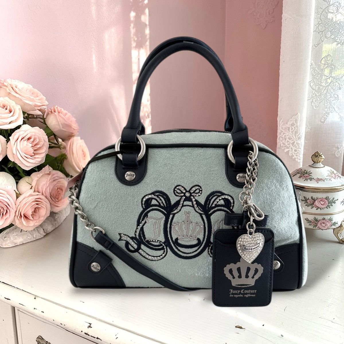 Juicy Couture Juicy Couture Blue Lovers Club Bowler Bag Satchel Crossbody Size ONE SIZE - 1 Thumbnail