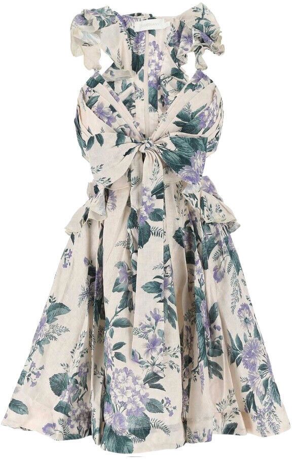 Zimmermann Cassia Ruffle Mini Dress Size L / US 10 / IT 46 - 4 Thumbnail