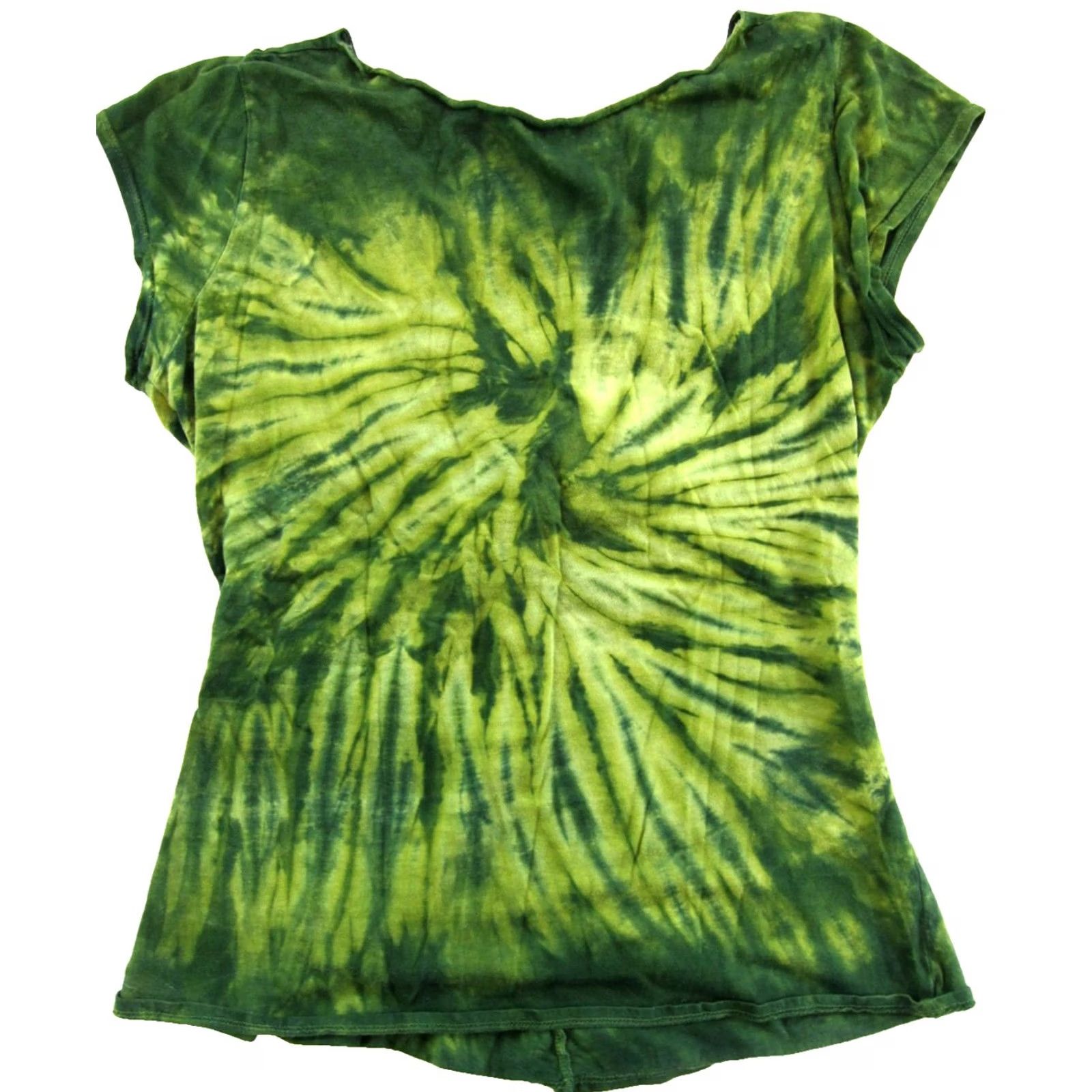Vintage Dharma Trading Co. Green Tie Dye Twist V-Neck Cotton T-Shirt Blouse M Size M / US 6-8 / IT 42-44 - 2 Thumbnail