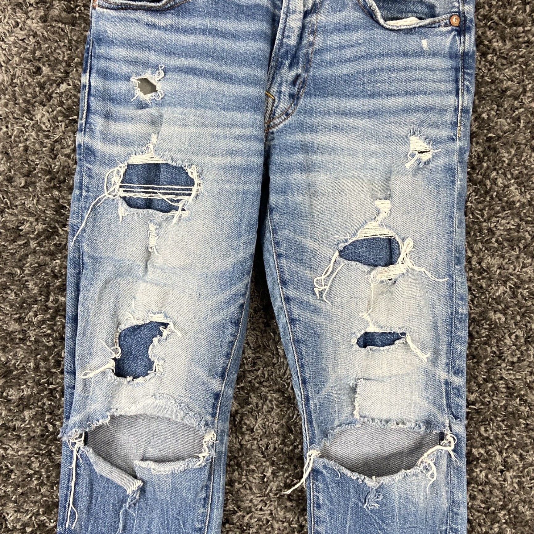 American Eagle Outfitters American Eagle Slim Distressed Jeans Blue Men's 26x27 Size US 26 / EU 42 - 3 Thumbnail
