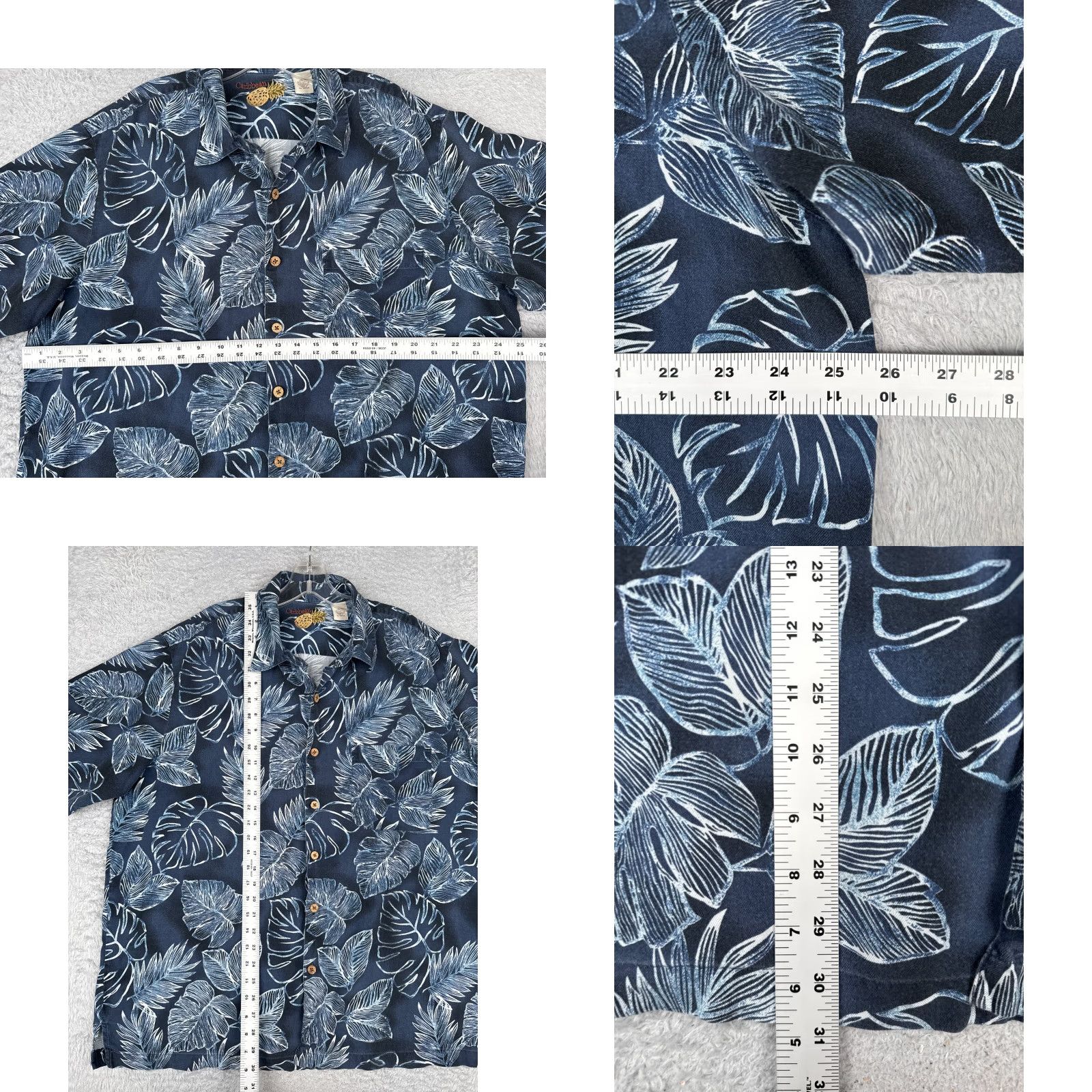 Vintage Caribbean Shirt Men XL Blue Floral Leaf Silk Blend Hawaiian Button Up Size US XL / EU 56 / 4 - 8 Thumbnail