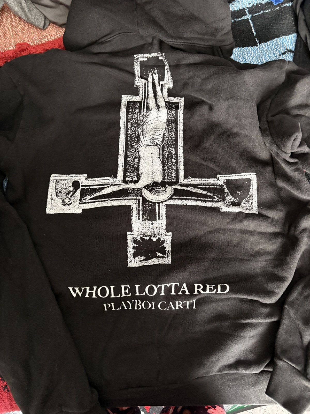 Playboi Carti Playboi Carti Whole Lotta Red Hand/Cross Hoodie Medium Size US M / EU 48-50 / 2 - 1 Thumbnail