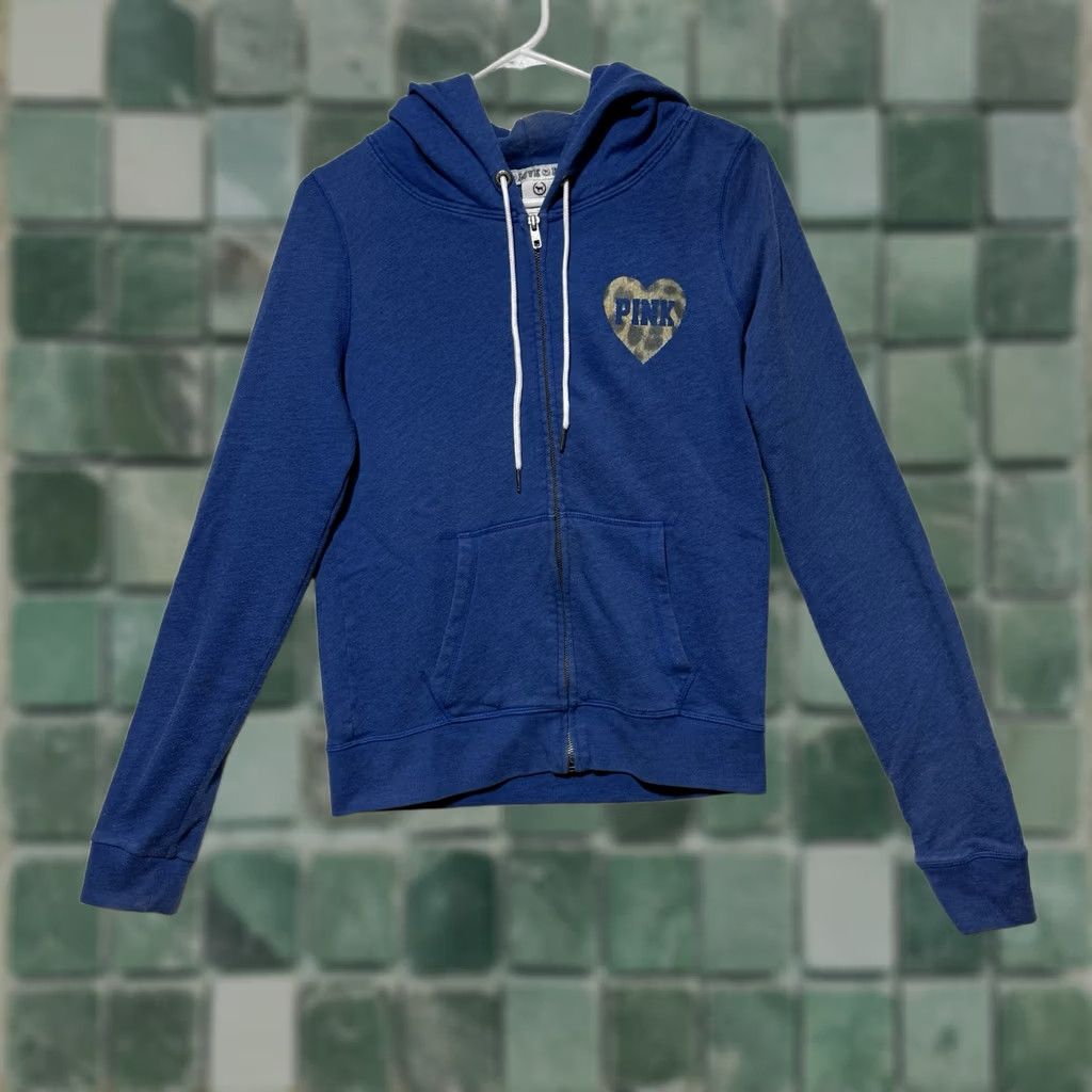 Victoria's Secret VINTAGE? No. Pink by Victoria Secret Women’s Blue Zip up Hooded Sweatshirt L Womens Blue Full Zip Hooded Sweatshirt Victoria's Secret Activewear 90s? Size L / US 10 / IT 46 - 1 Thumbnail
